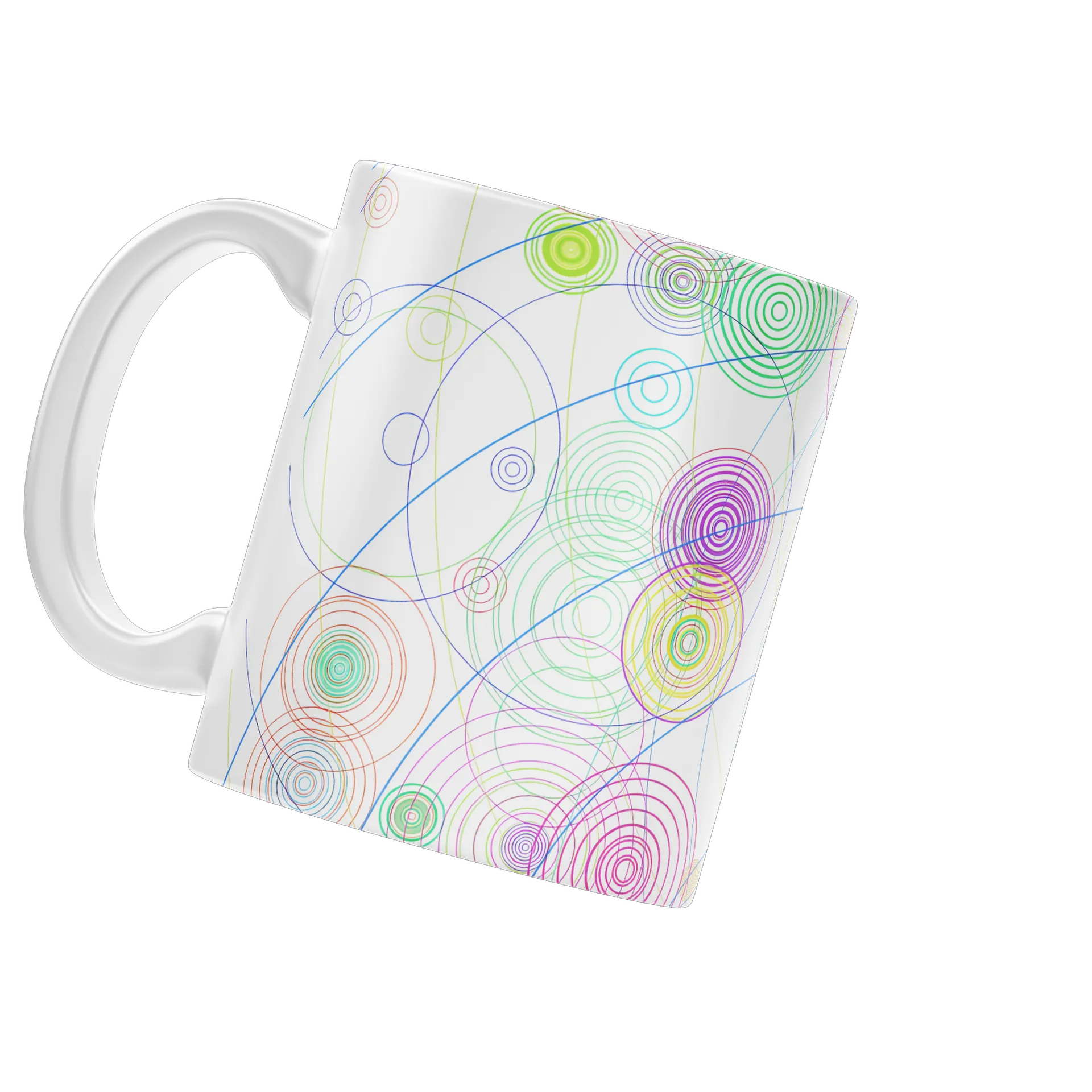 Caneca Cerâmica Estampa Abstrata Círculo Colorido 325ml - Imagem 4