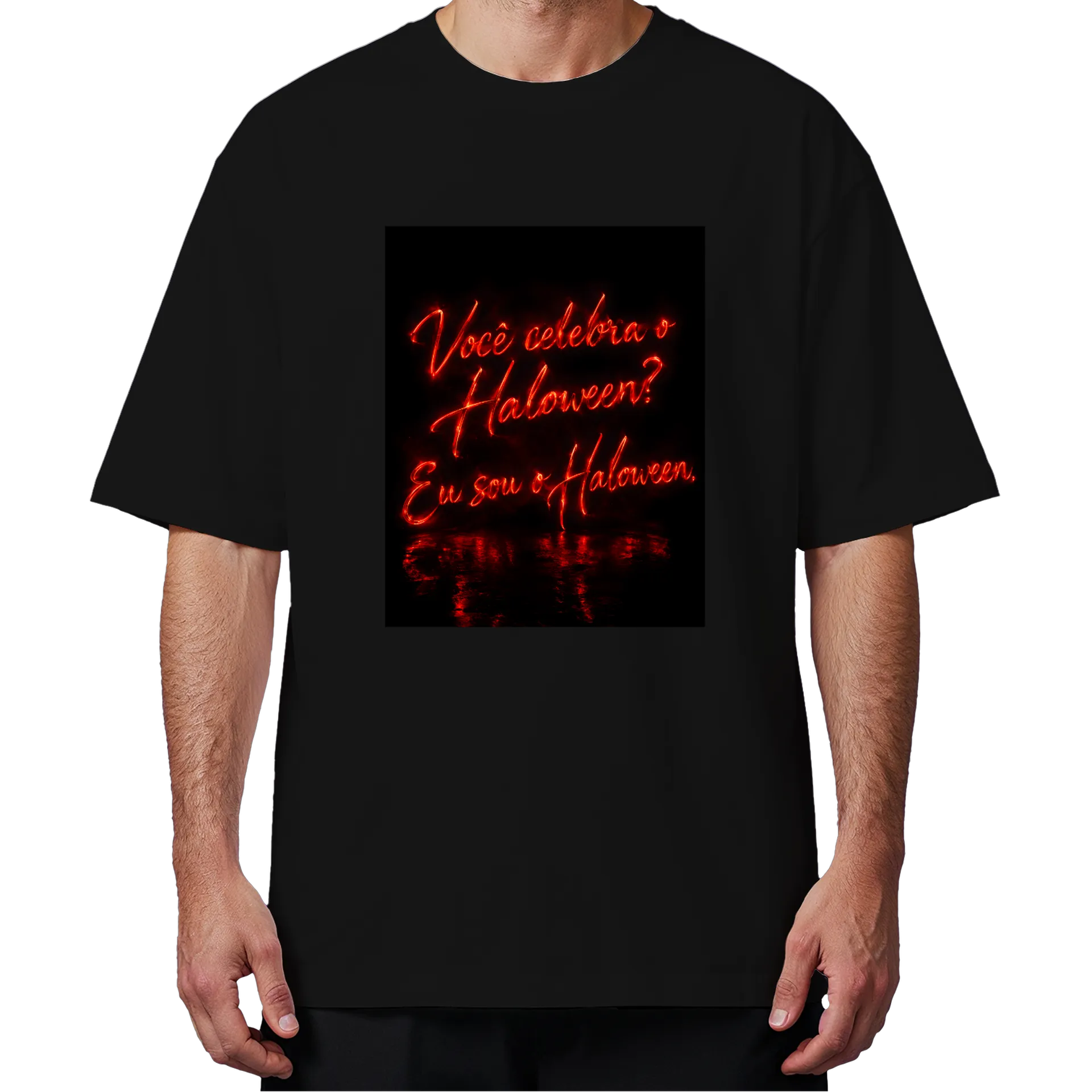 Camiseta Oversized Estampa Tipográfica Halloween Neon - Imagem 4