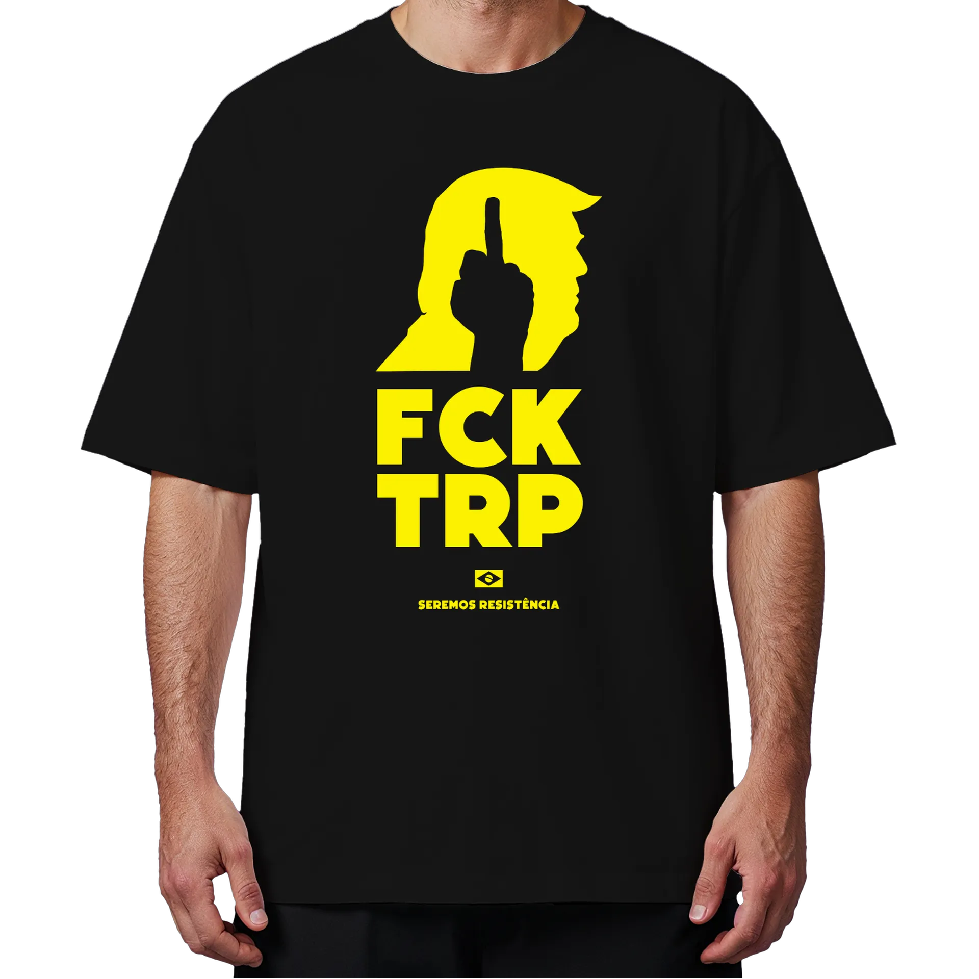 Camiseta Oversized FCK TRP Amarelo e Preto - Imagem 4