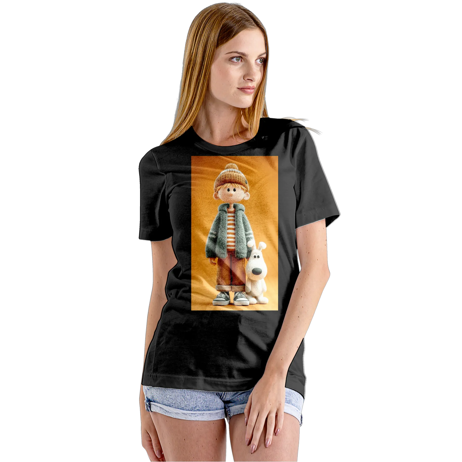Camiseta Babylook Menino e Cachorro Boneco Estilo Cartoon - Imagem 5