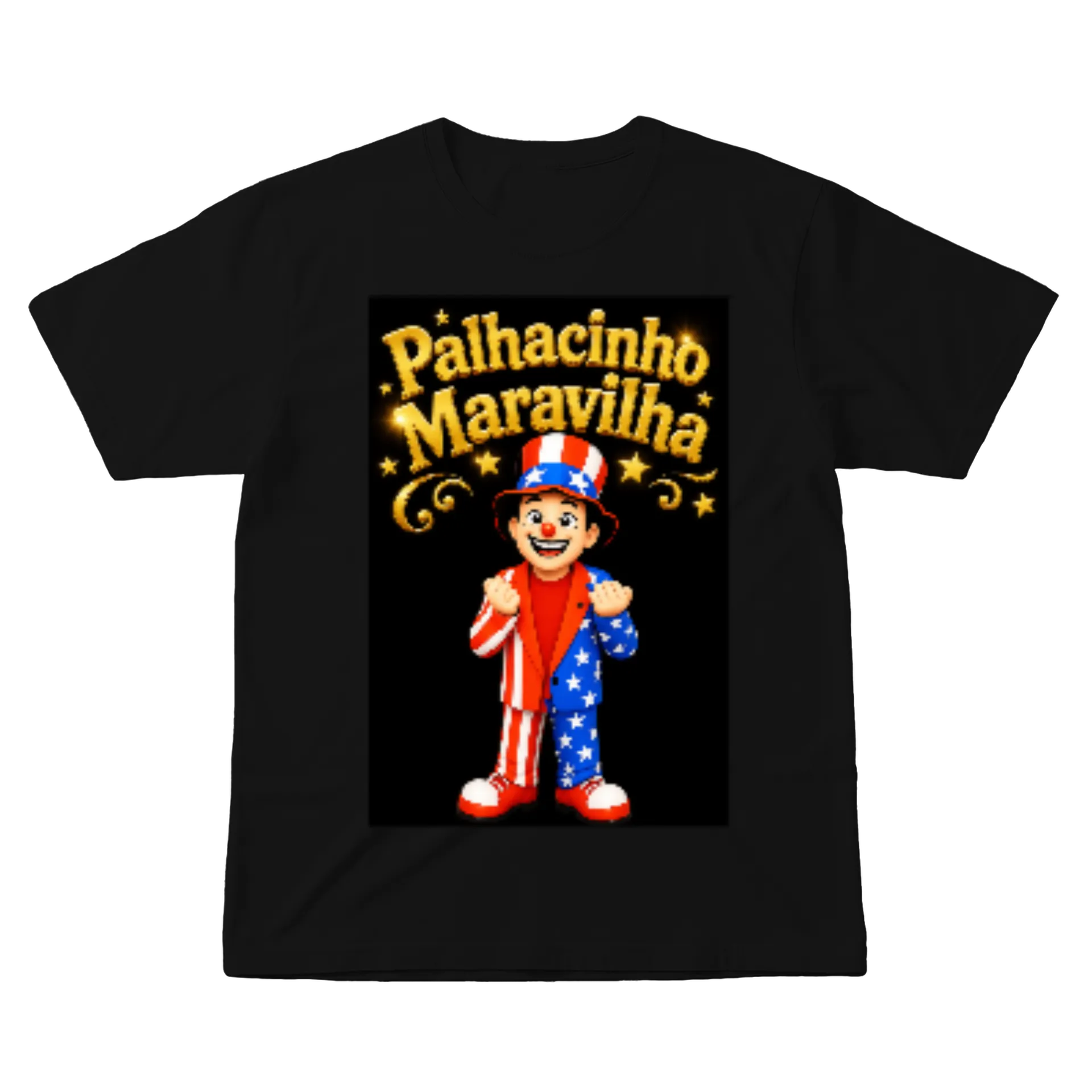 Camiseta Palhacinho Maravilha 100% Algodão Preto de Loja Palhacinho Maravilha 