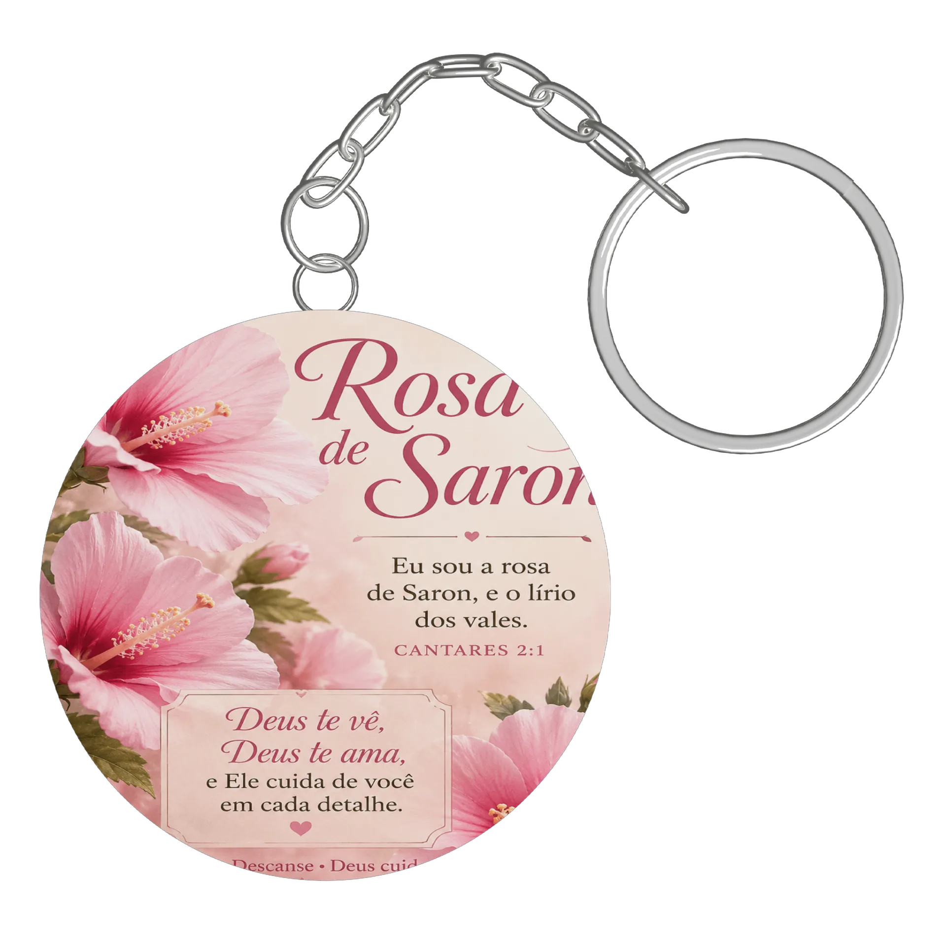 Chaveiro MDF Rosa de Saron Floral 5x5cm - Imagem 3