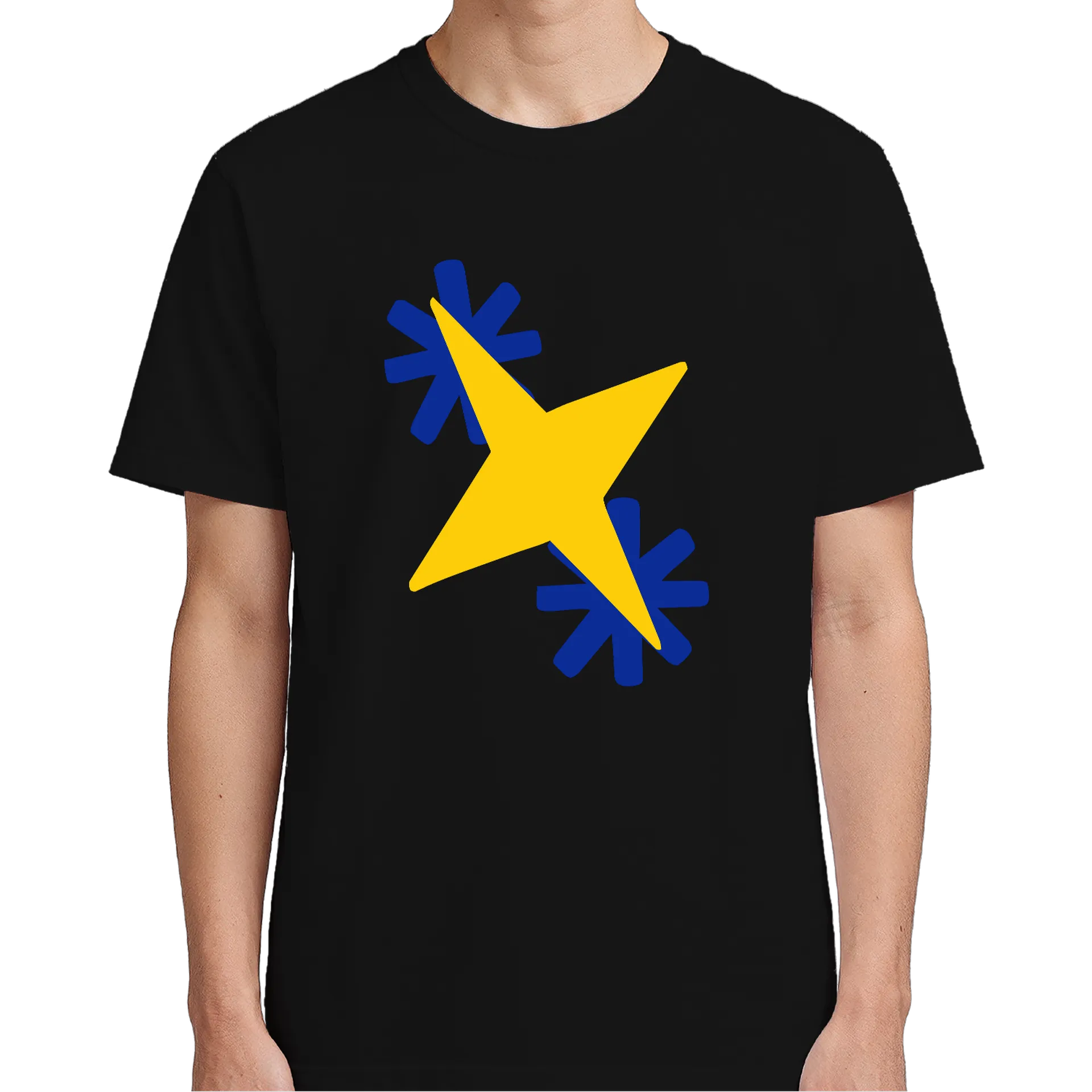 Camiseta Estampa Tipográfica Estrela Amarela Azul 100% - Imagem 4