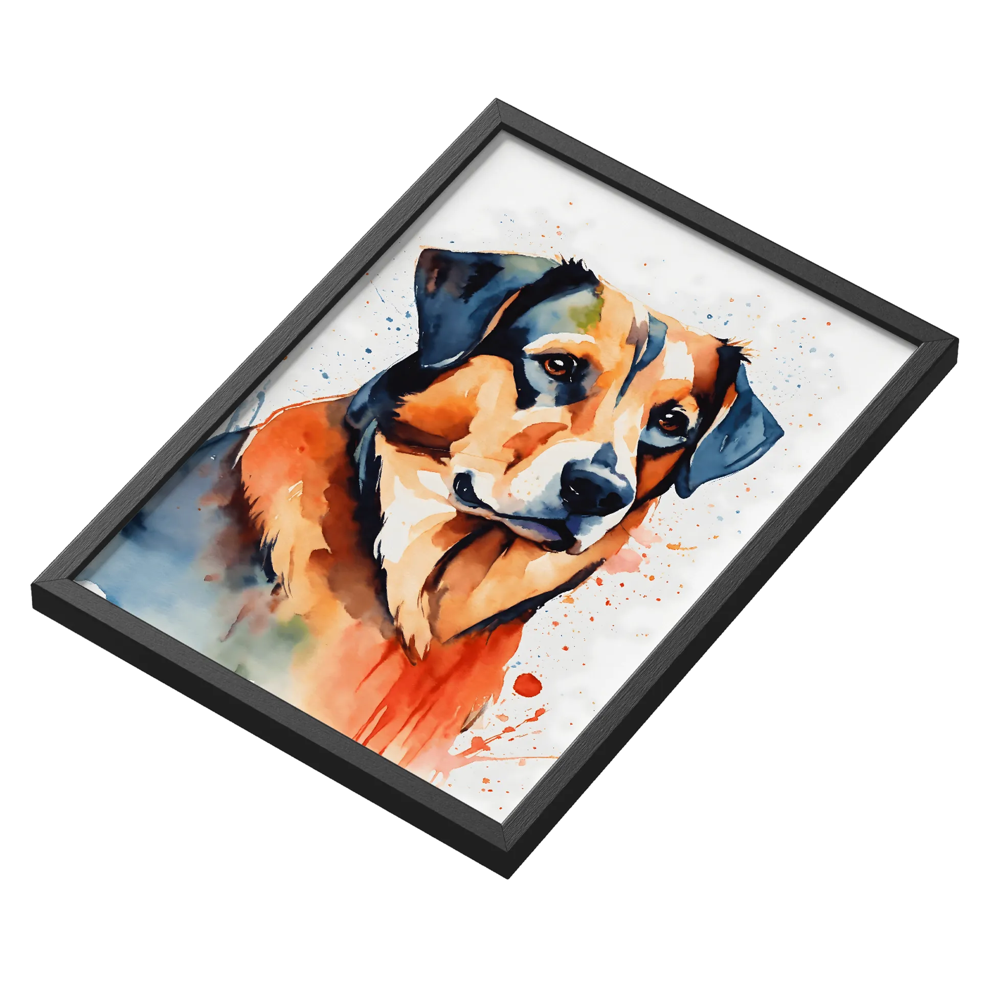 Quadro Cão em Aquarela com Manchas Coloridas A3 - Imagem 3