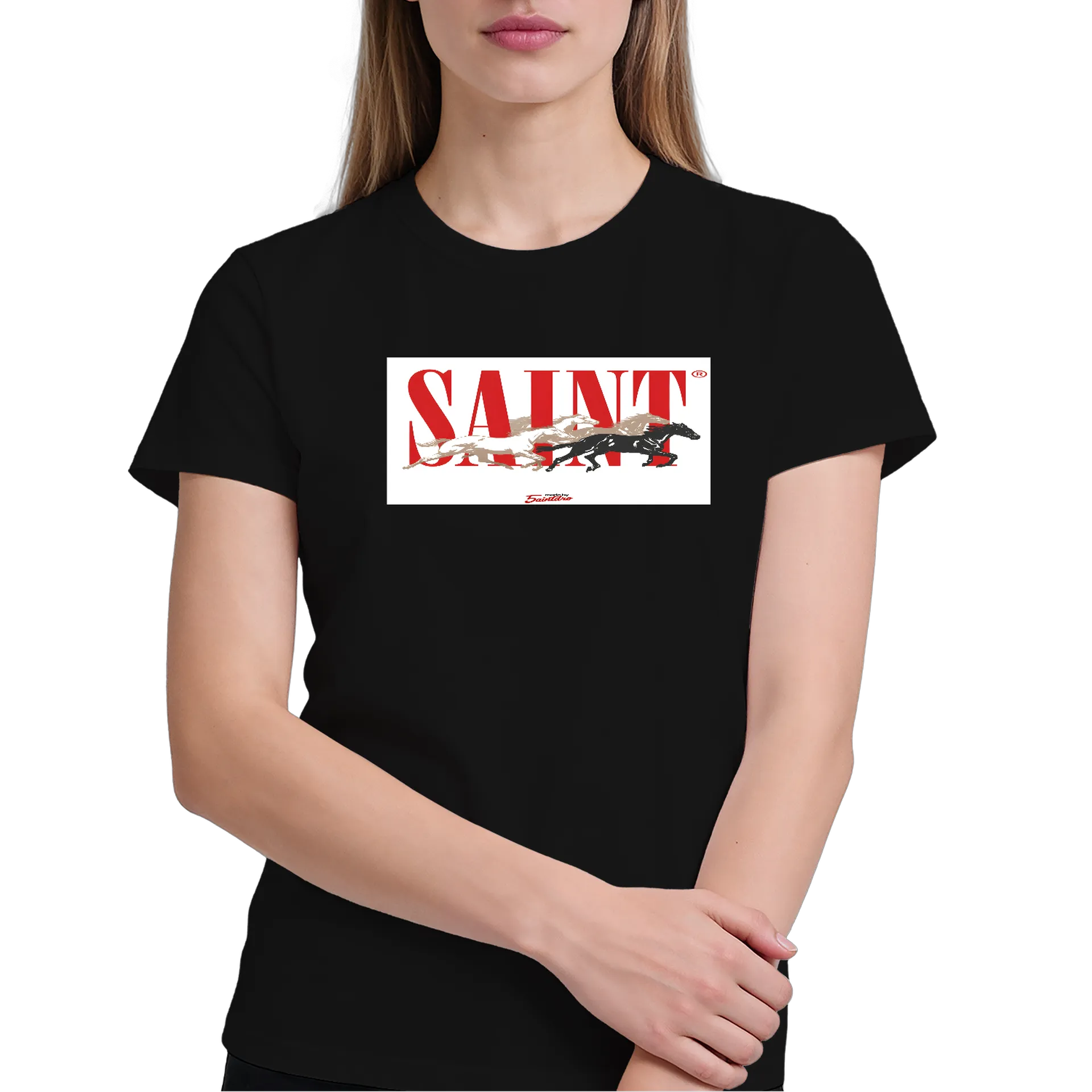 Camiseta Estampa Tipográfica Saint Cavalos Correndo 100% - Imagem 3