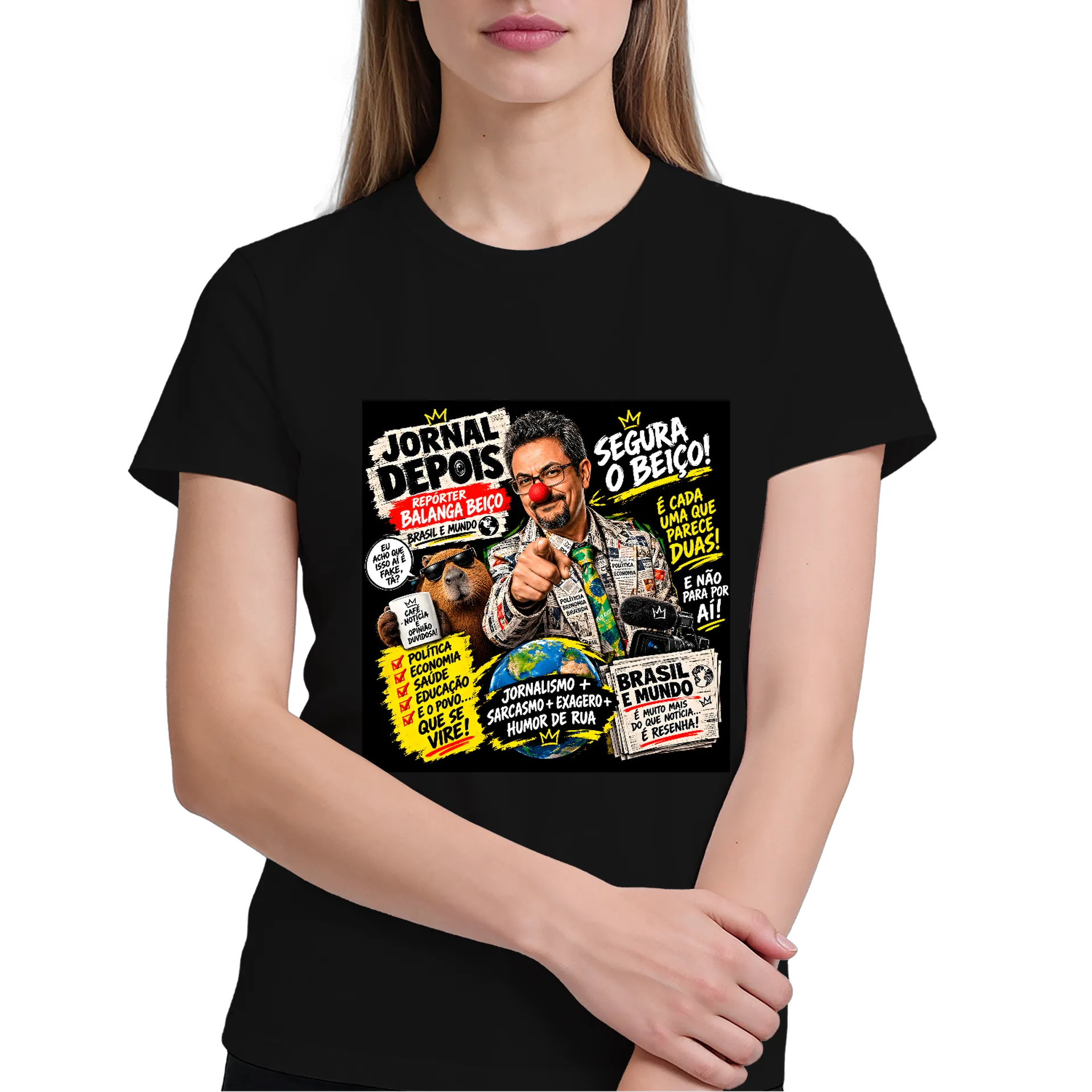 Camiseta Jornal Depois Repórter Humor Satírico 100% A de vandaomoloni — imagem 3 de 6