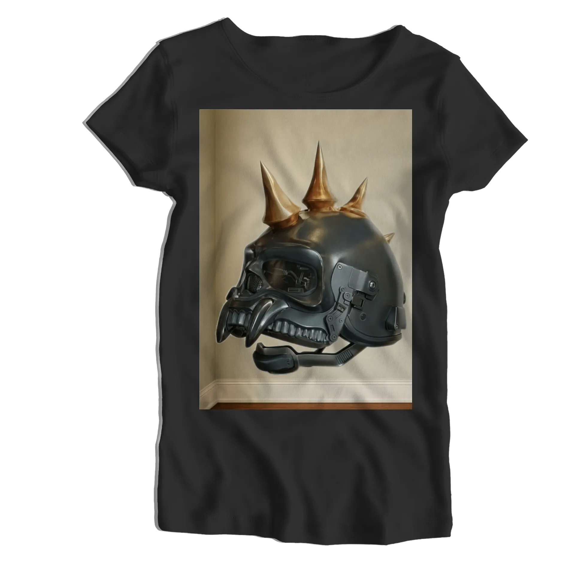 Camiseta Babylook Capacete Robótico com Chifres 100% Algodão - Imagem 1
