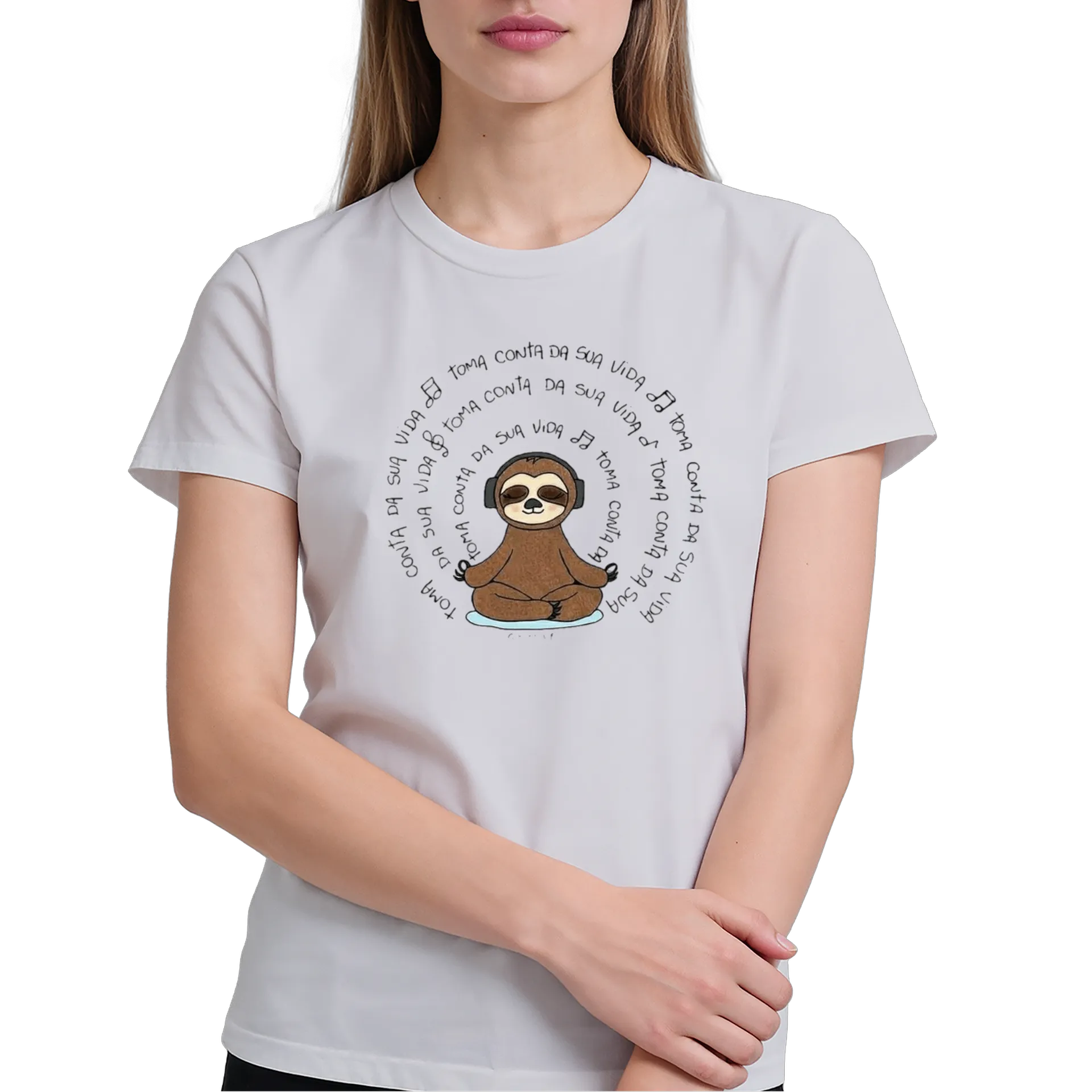 Camiseta Bicho-Preguiça Meditando 100% Algodão - Imagem 4