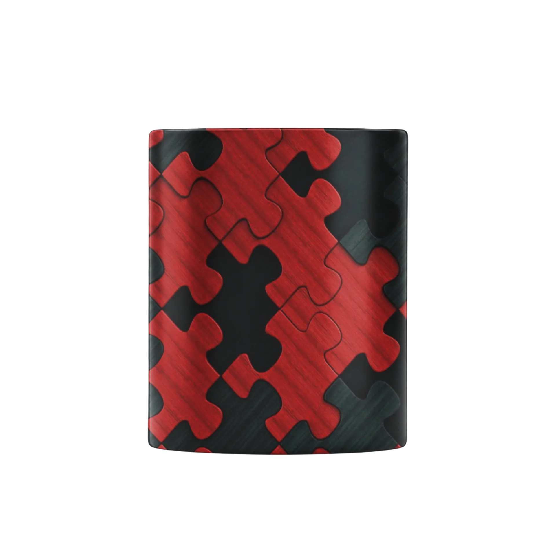Caneca Porcelana Estampa Quebra-cabeça Vermelho Preto 325ml - Imagem 2