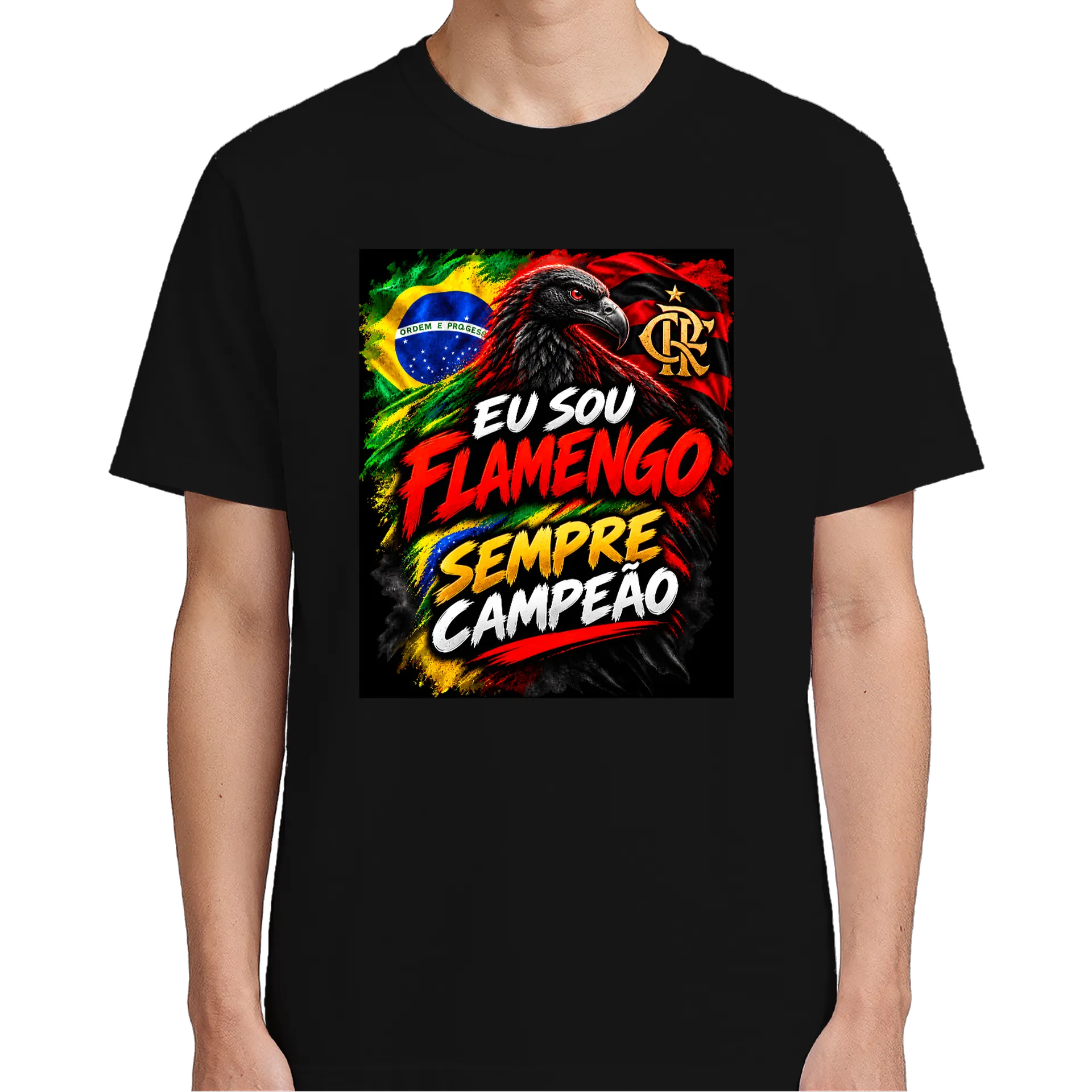 Camiseta Flamengo Urubu Tipográfica 100% Algodão - Imagem 4