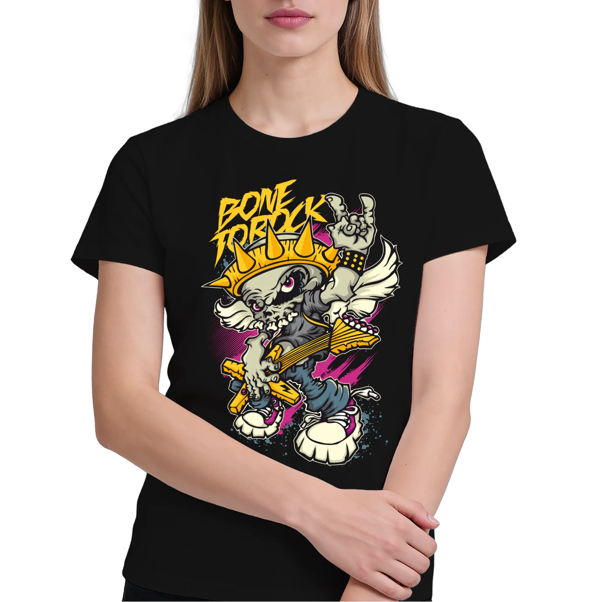 Camiseta Rock Esqueleto com Guitarra 100% Algodão - Imagem 4