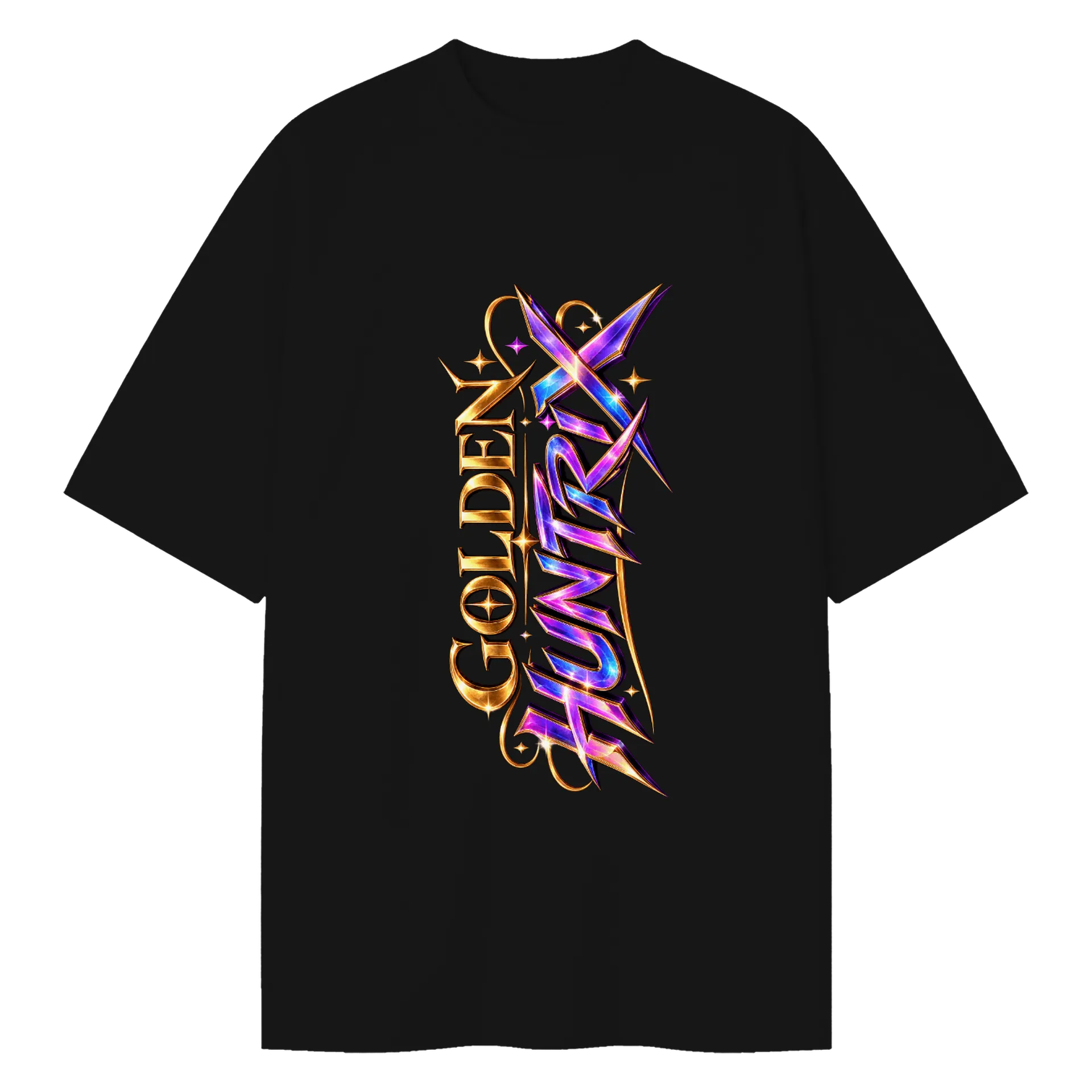 Camiseta Oversized Golden Huntrix de Essenza Art — imagem 1 de 6