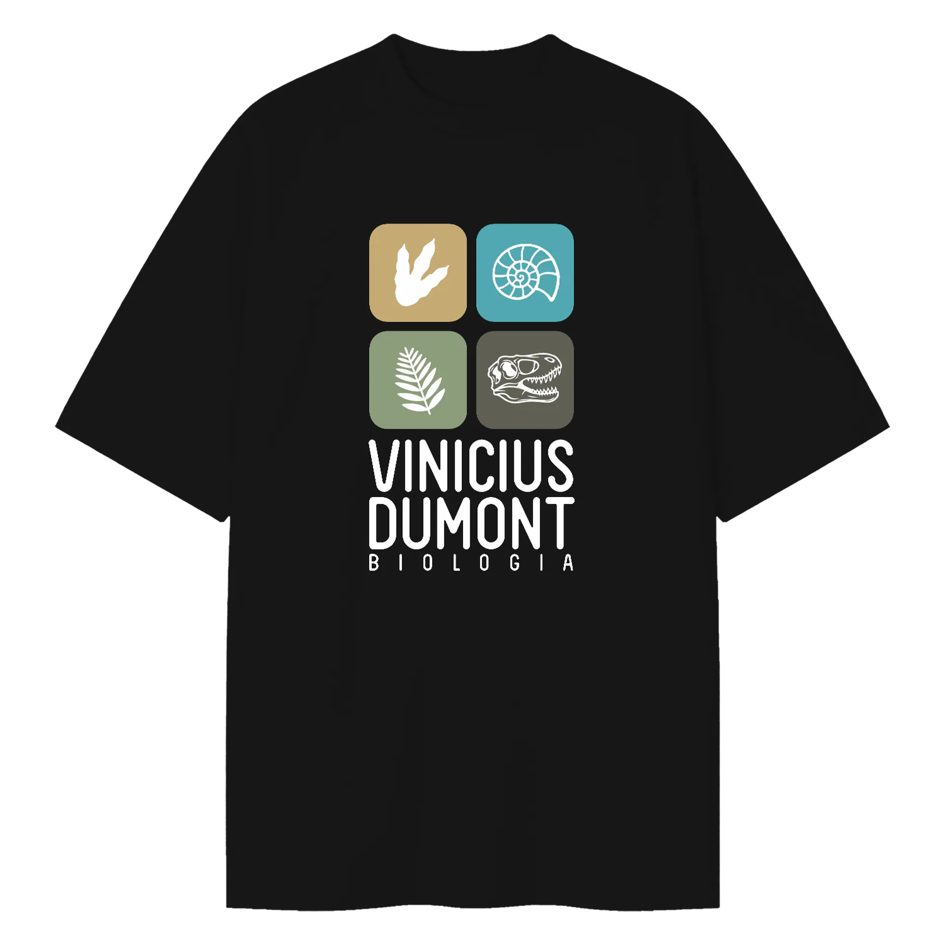 Camiseta Oversized Estampa Biologia 100% Algodão Preto - Imagem 1