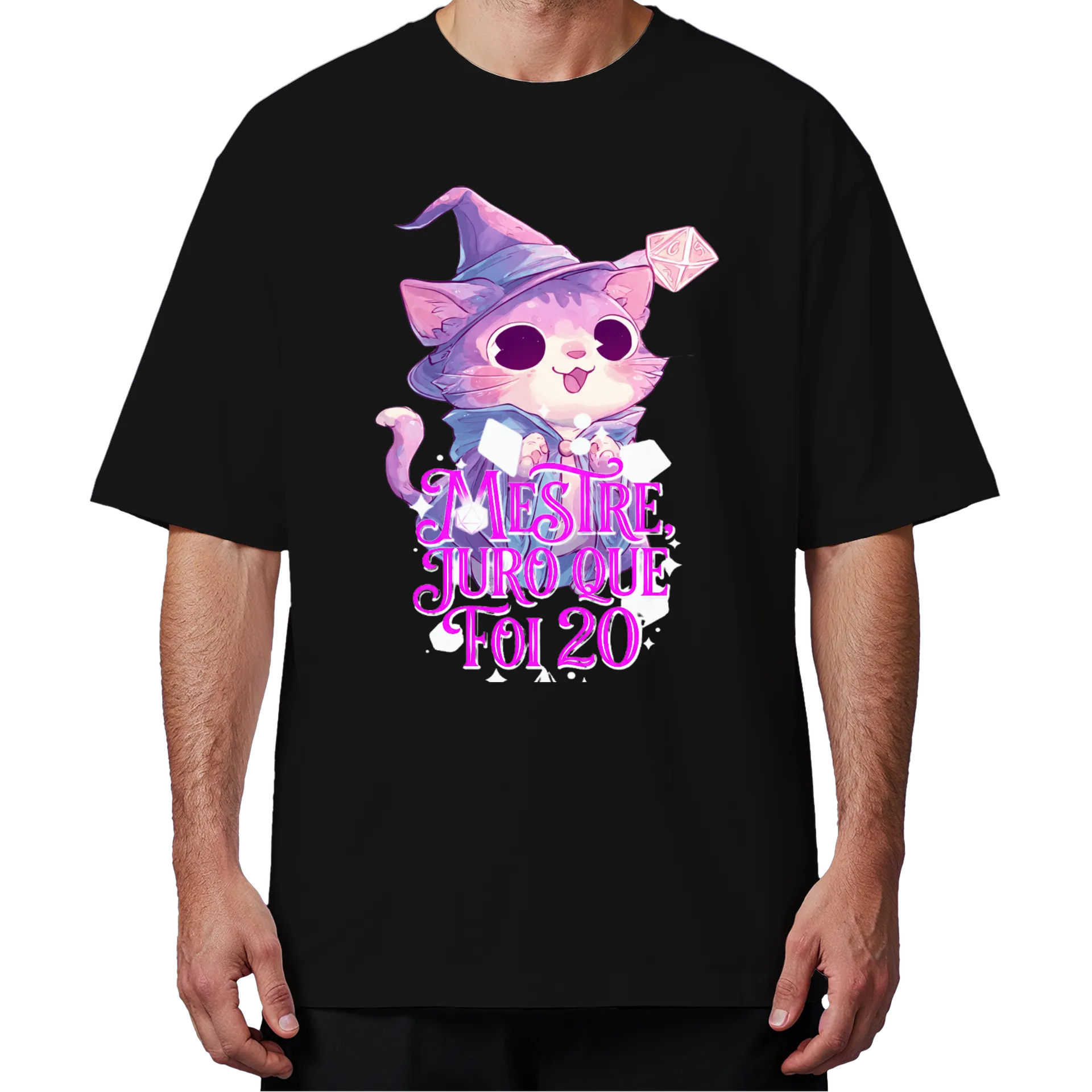 Camiseta Oversized Gato Mágico 100% Algodão - Imagem 4