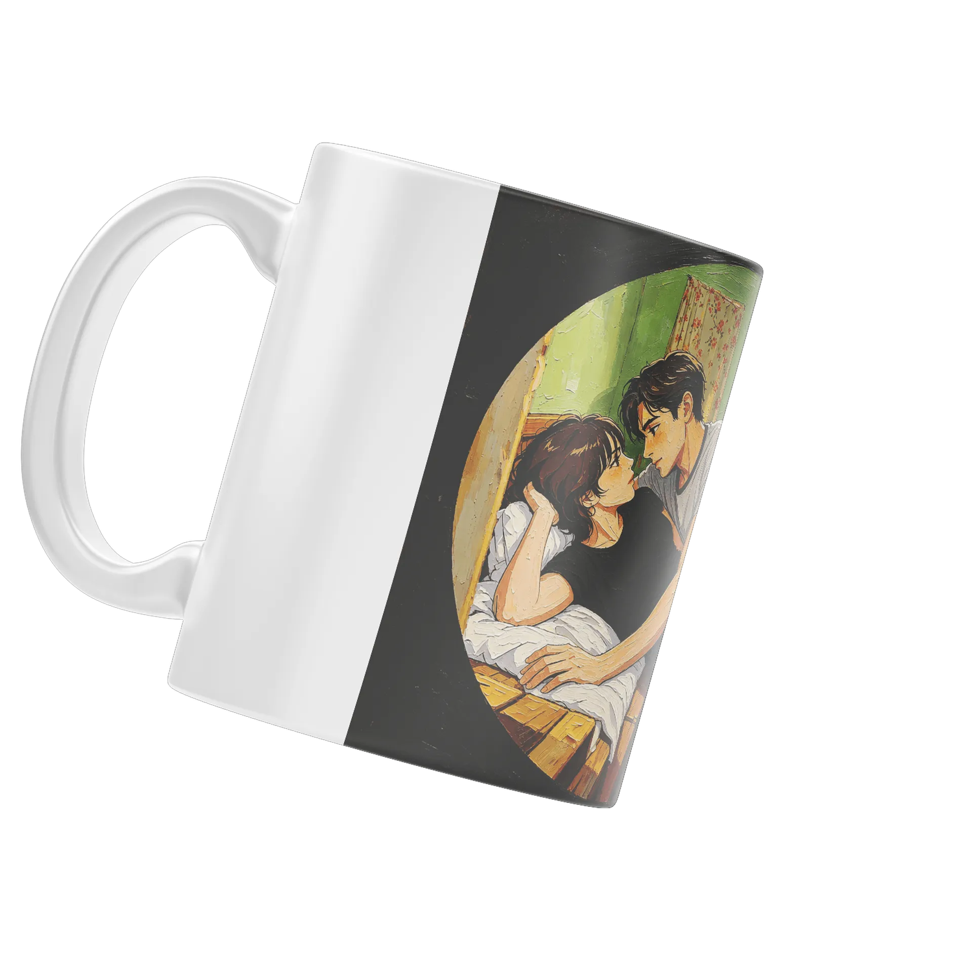 Caneca Porcelana Casal Envolvido Romântica 325ml - Imagem 4