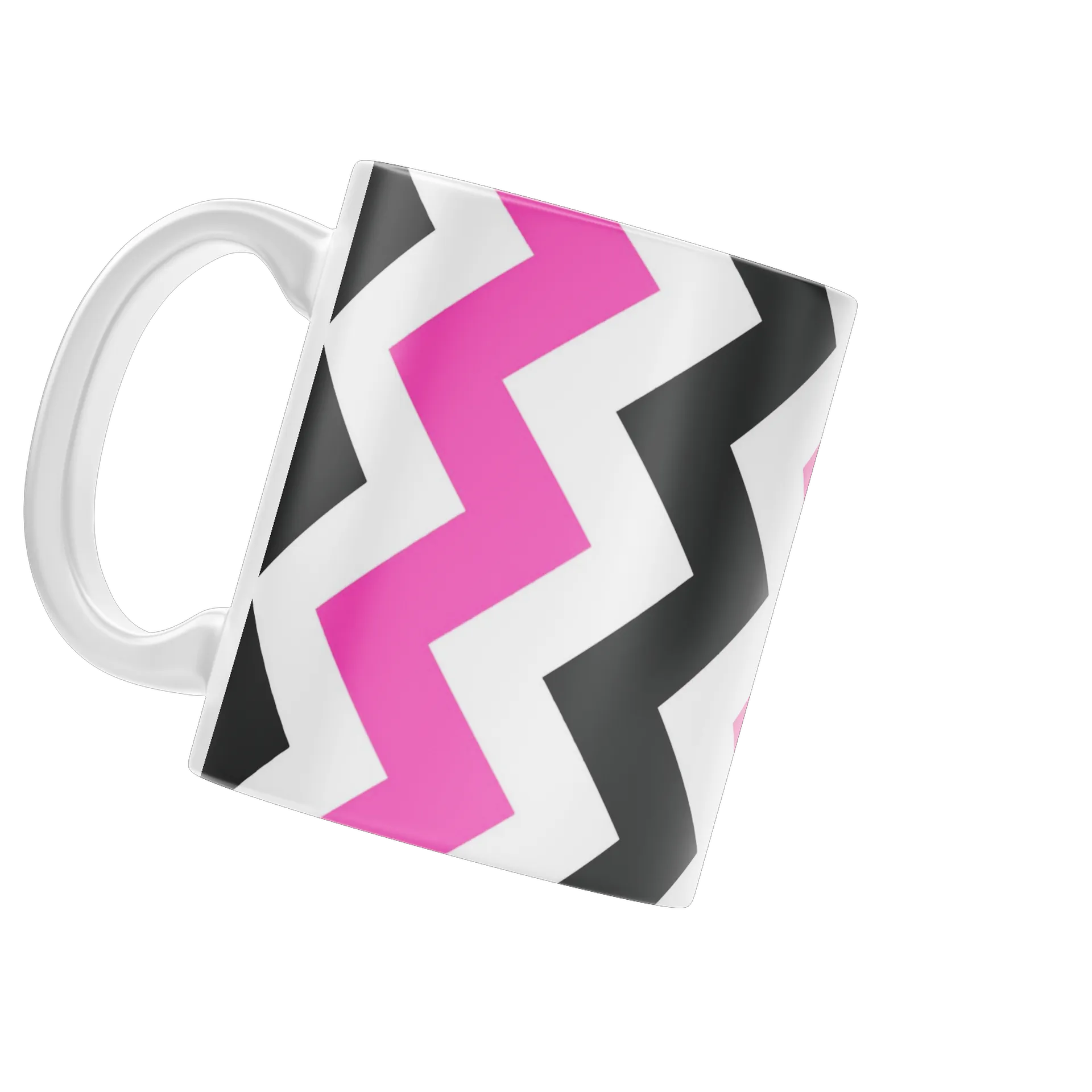 Caneca Porcelana Listras Preto Rosa Brancas 325ml - Imagem 3
