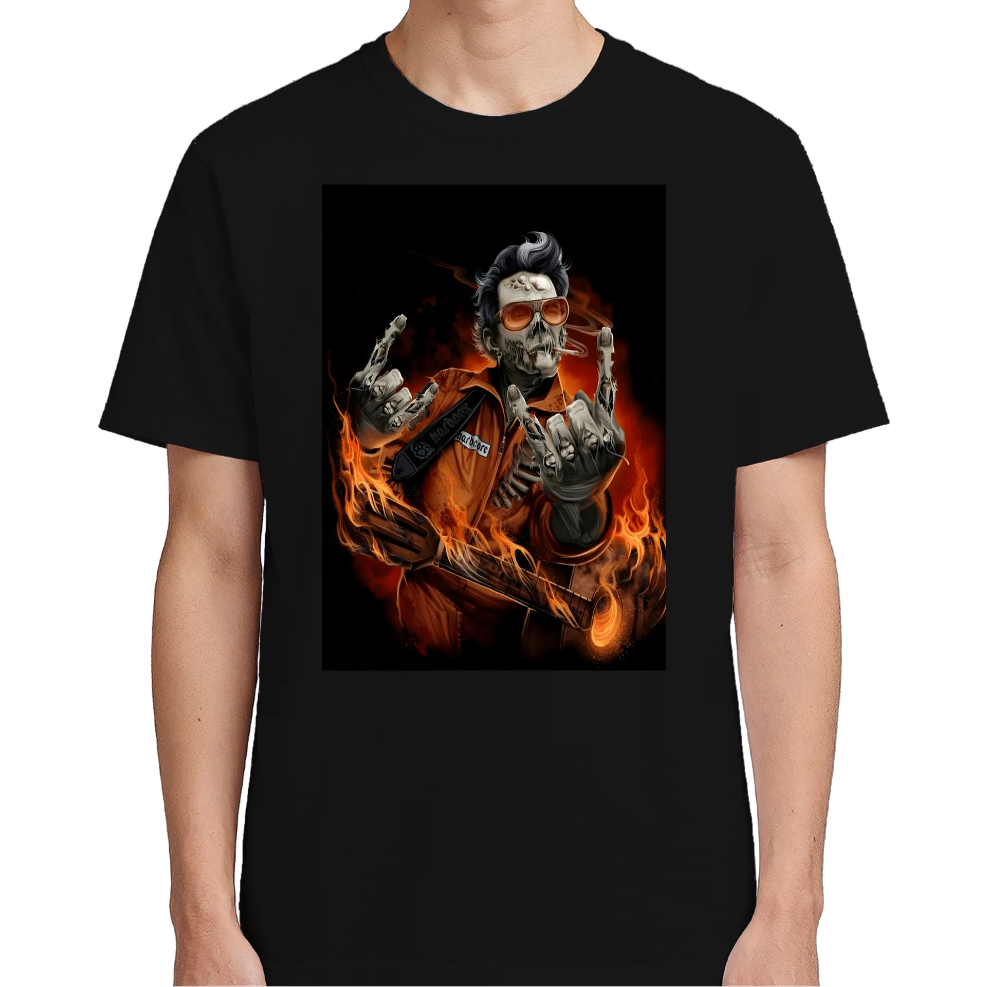 Camiseta Esqueleto Rockeiro com Guitarra 100% Algodão de Mohawk Co. — imagem 4 de 6