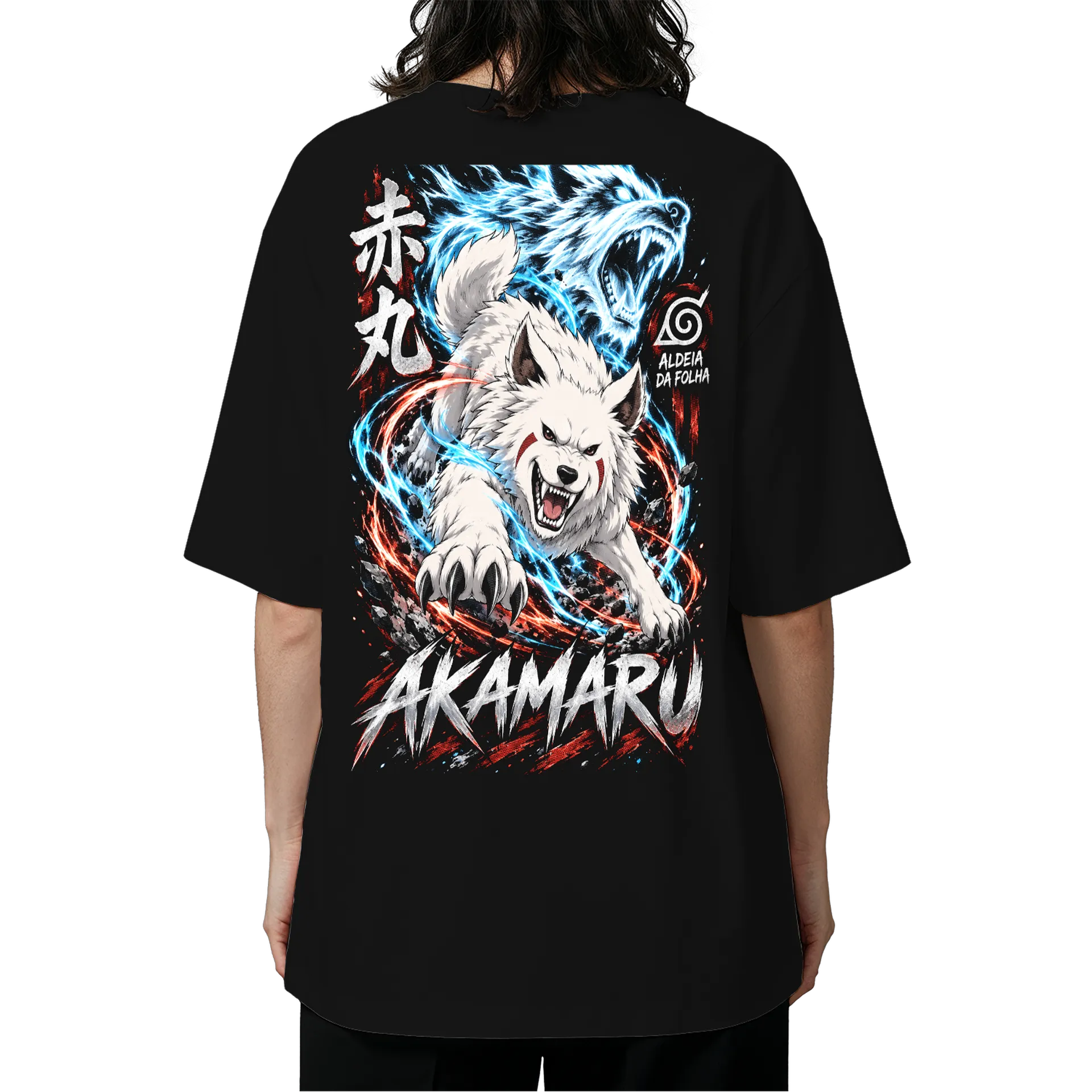Camiseta Oversized Akamaru em Ataque Anime Naruto Premium - Imagem 5