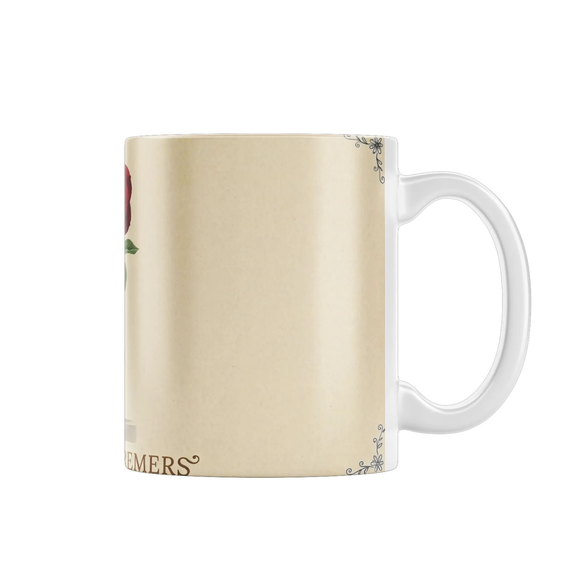 Caneca Rosa Vermelha em Vaso Ilustração Botânica 325ml - Imagem 2