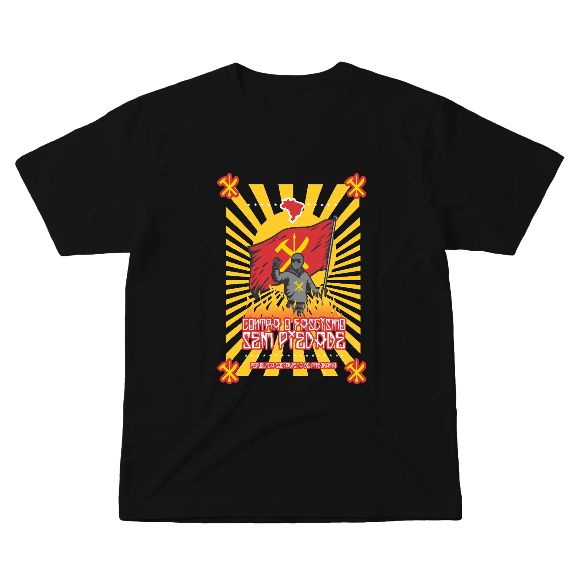 Camiseta Contra o Fascismo Sem Piedade 100% Algodão - Imagem 1