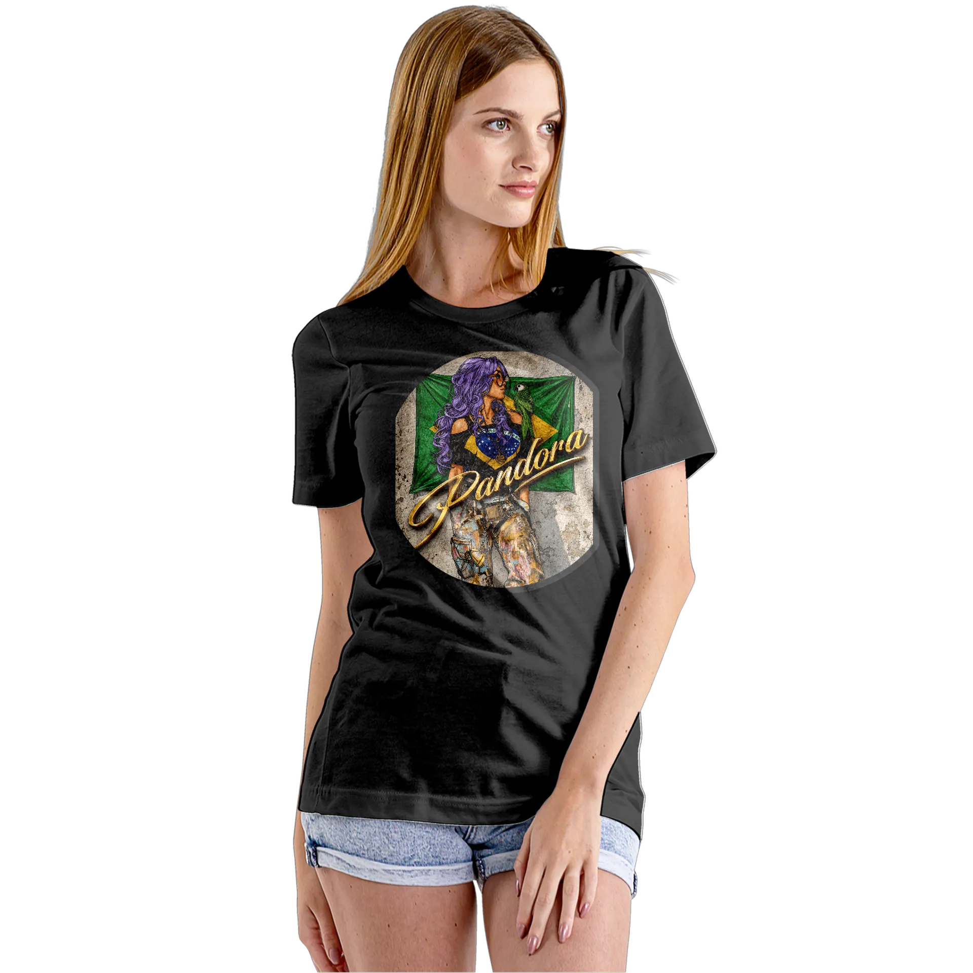 Camiseta Babylook Estampa Pandora Brasil 100% Algodão - Imagem 5