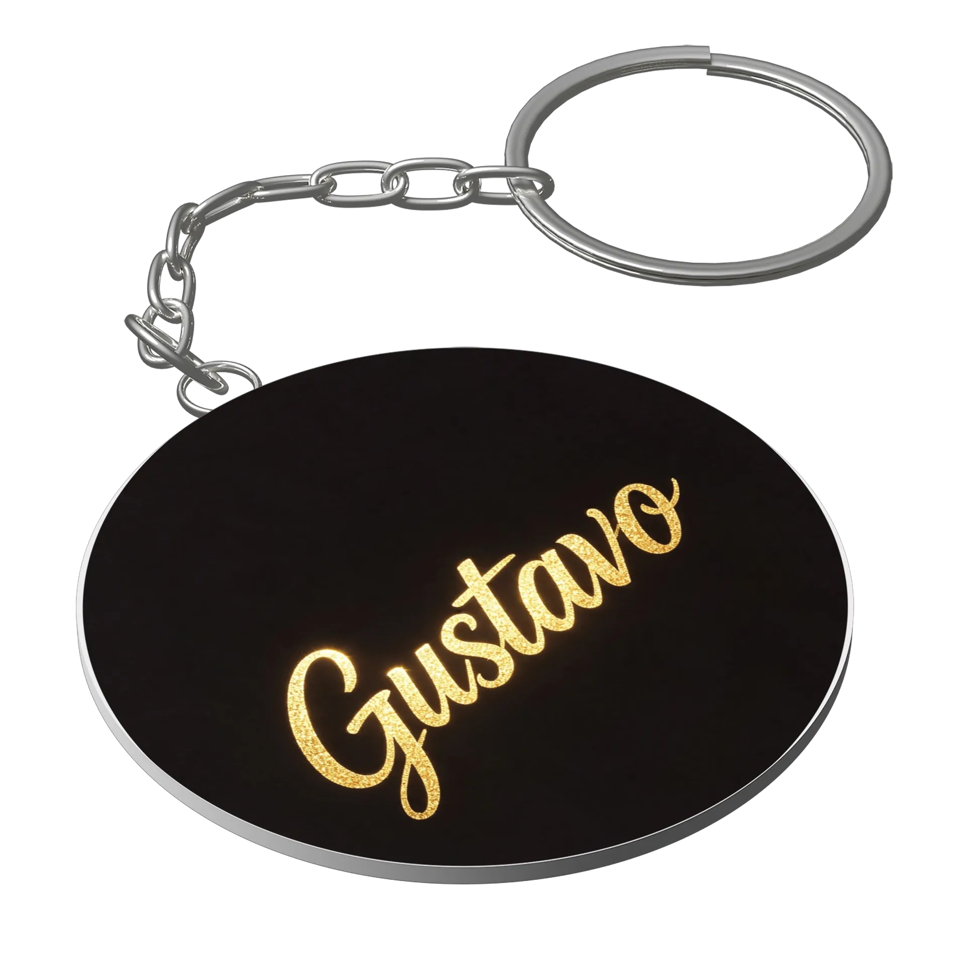 Chaveiro MDF Nome Gustavo Estampa Letrista Ouro - Imagem 1