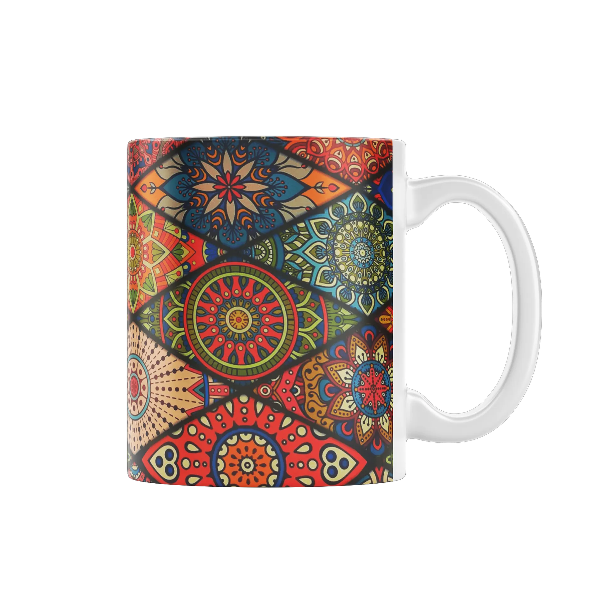 Caneca Porcelana Mandala Colorida 325ml - Imagem 1