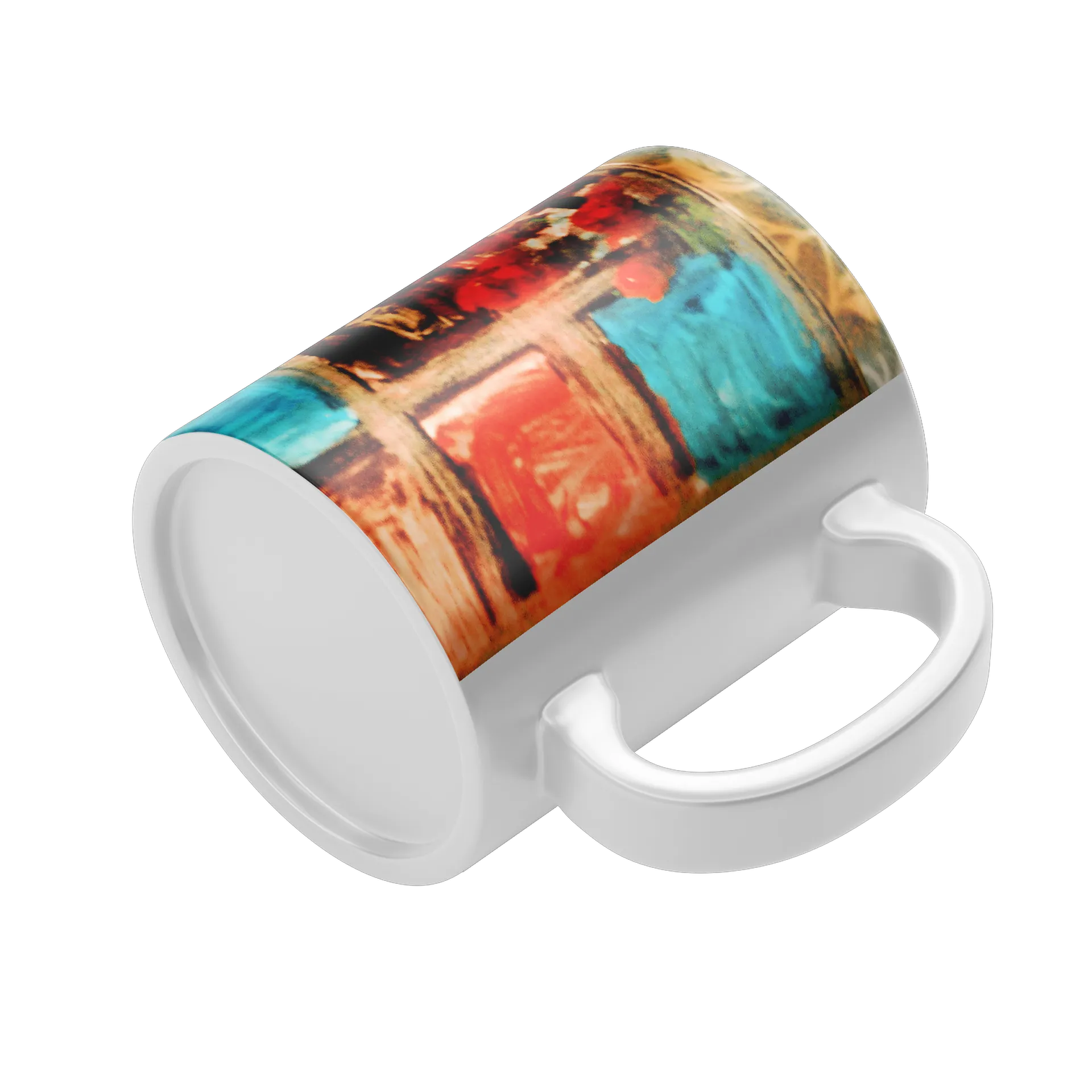 Caneca Árvore com Flores Vermelhas Pintura Colorida 325ml - Imagem 4