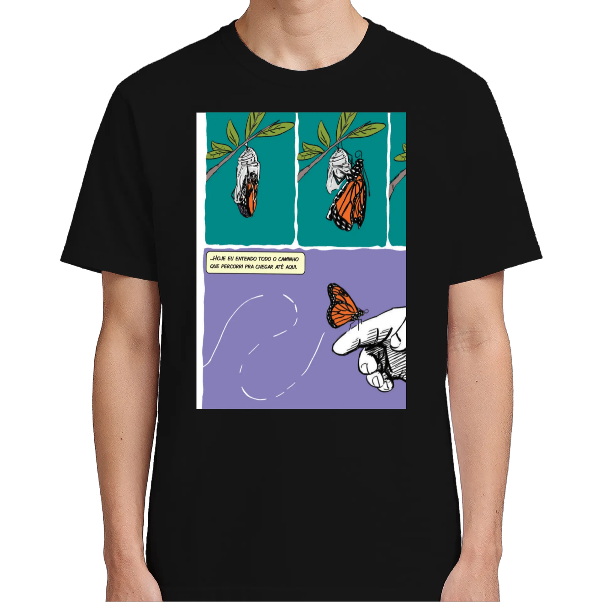 Camiseta Borboleta Laranja 100% Algodão - Série HQ  - Imagem 5