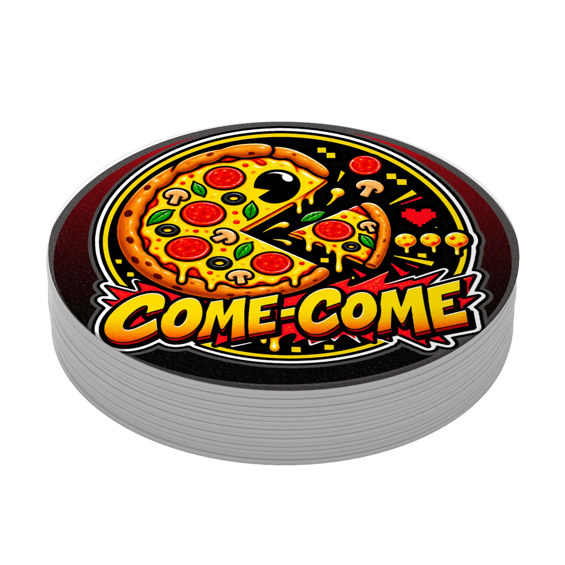 Porta-copo Pizza Pac-Man Cartoon COME-COME Colorida MDF de PRISMA GAMER — imagem 3 de 3