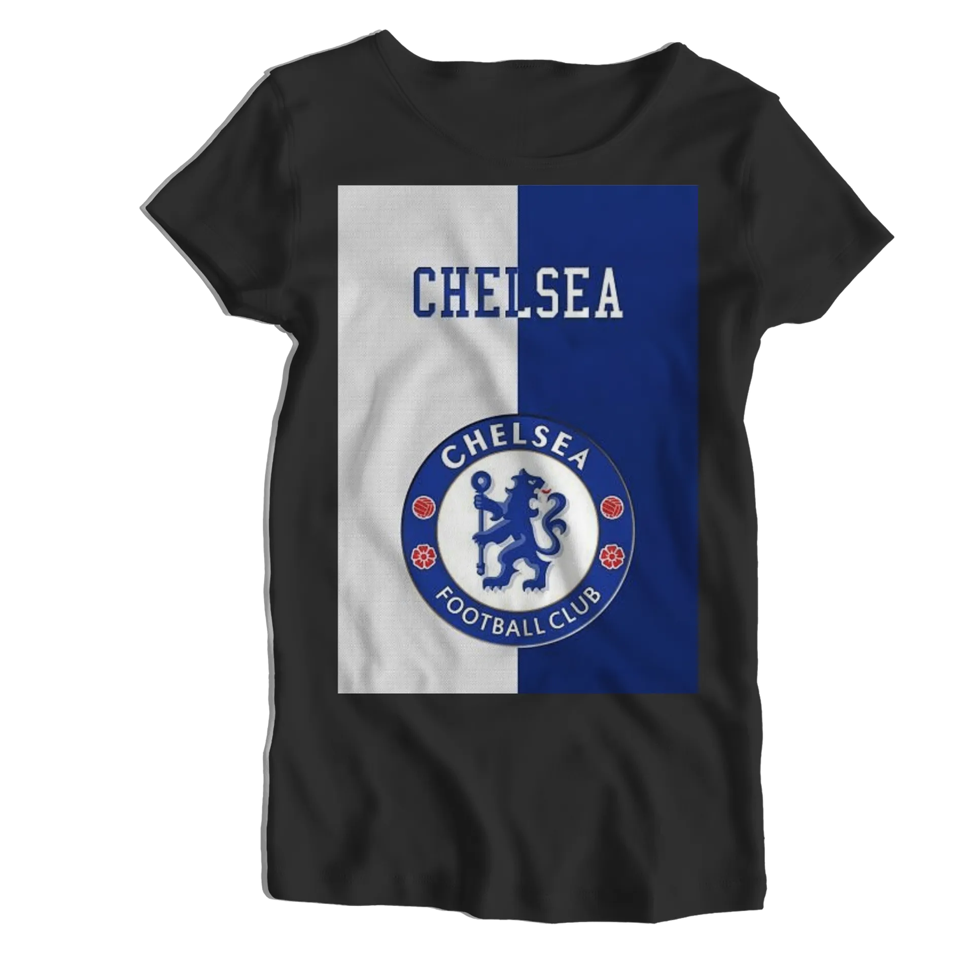 Camiseta Babylook Chelsea Football Club Logo Azul Branco - Imagem 1