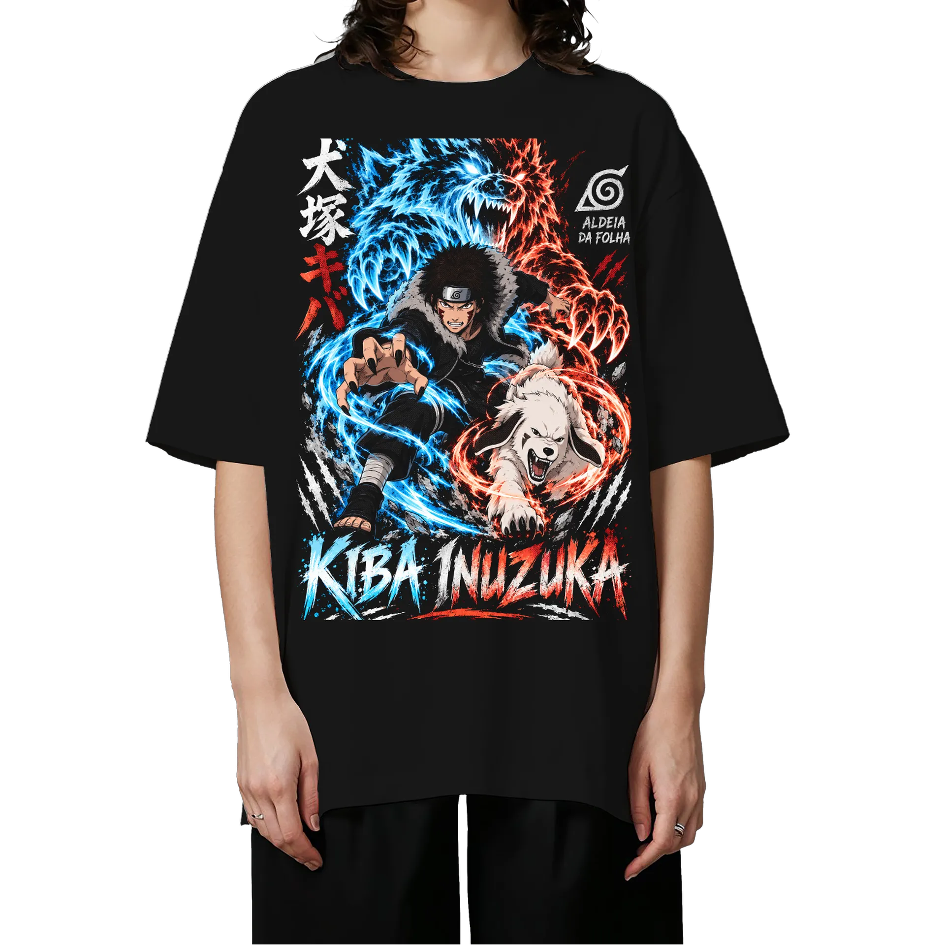 Camiseta Oversized Kiba Inuzuka Anime Naruto Premium - Imagem 3