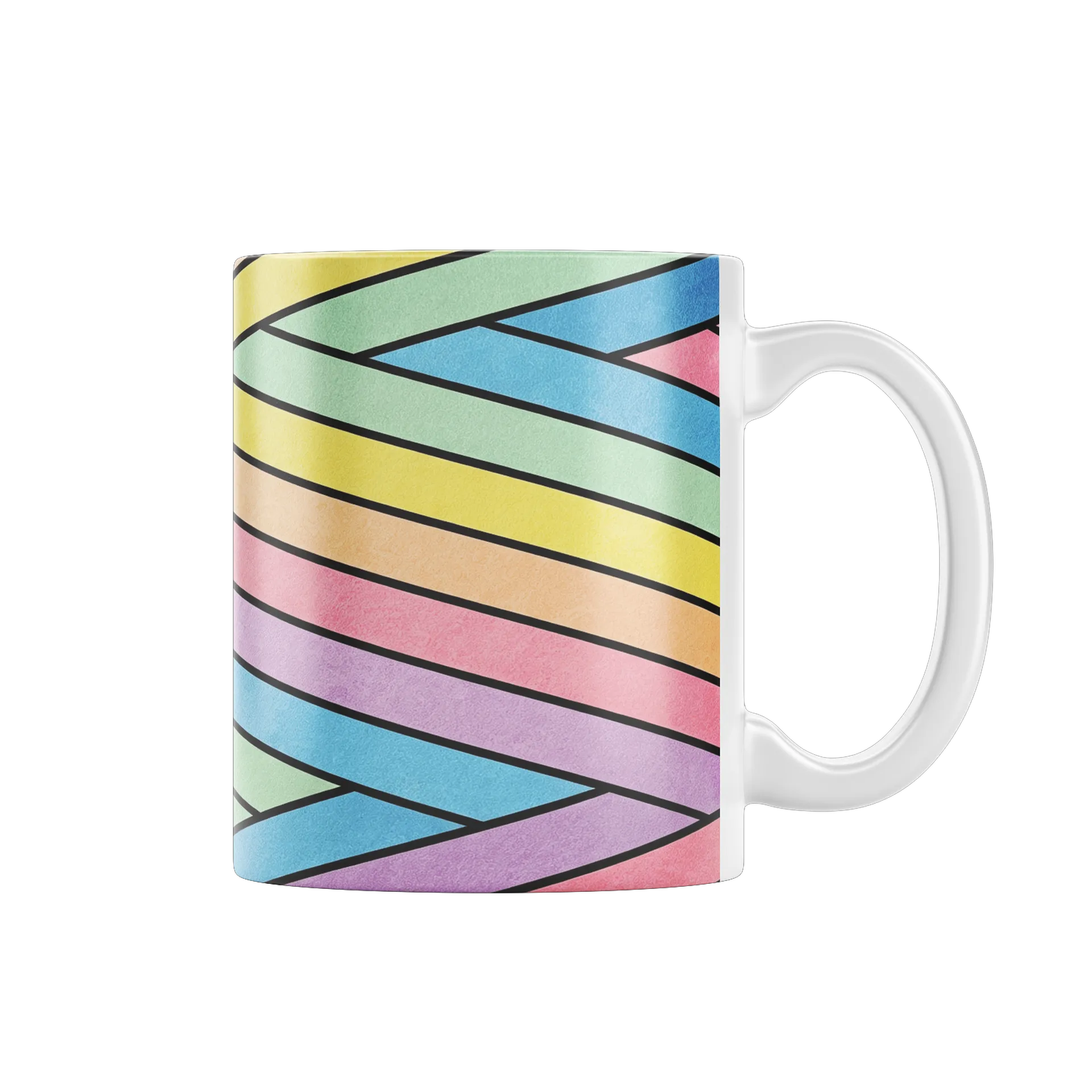 Caneca Impressão Abstrata Linhas Coloridas 325ml - Imagem 1