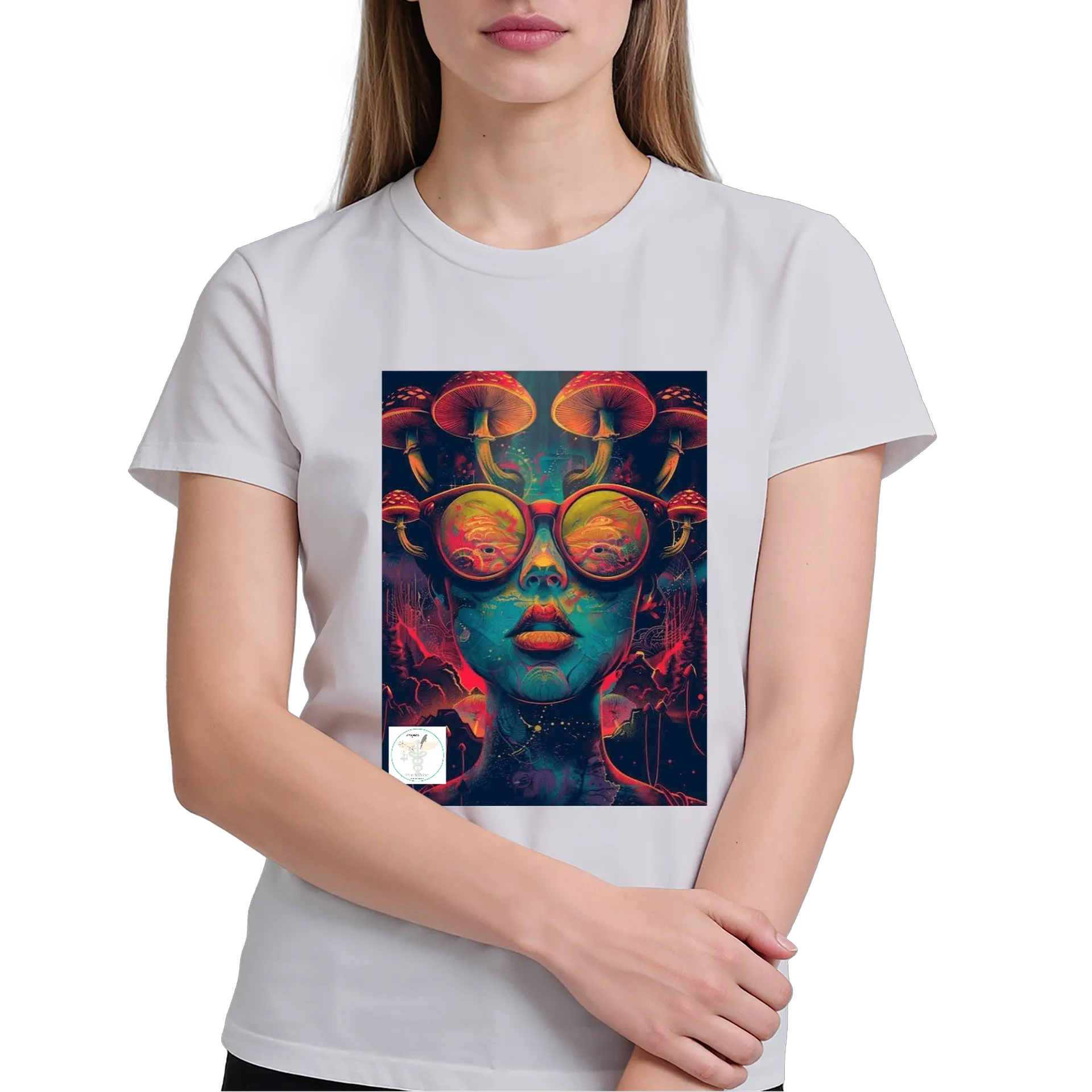 Camiseta Estampa Psicodélica com Cogumelos 100% Algodão - Imagem 4