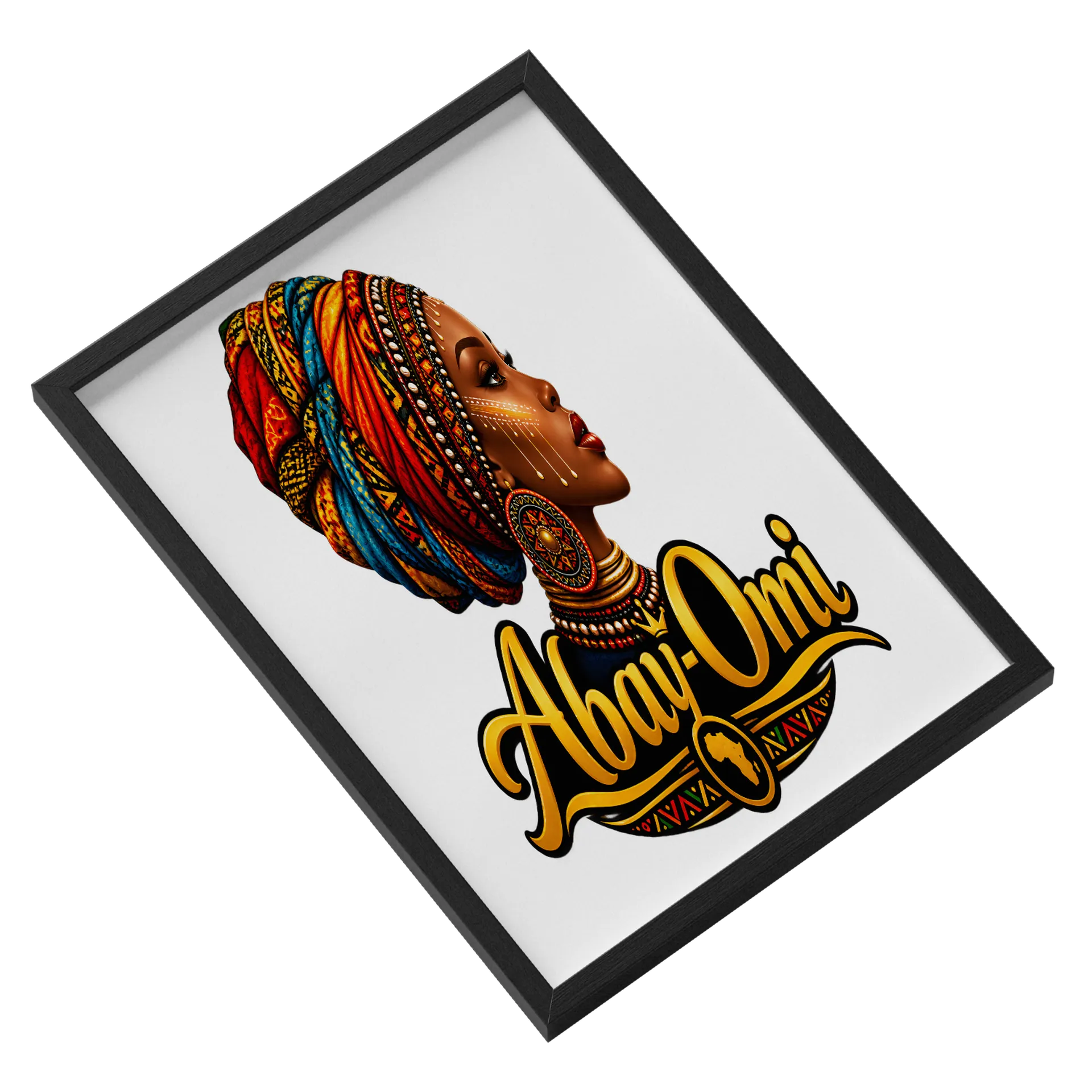 Quadro Abay-Omi Retrato Africano Estampa Tipográfica A3 - Imagem 2