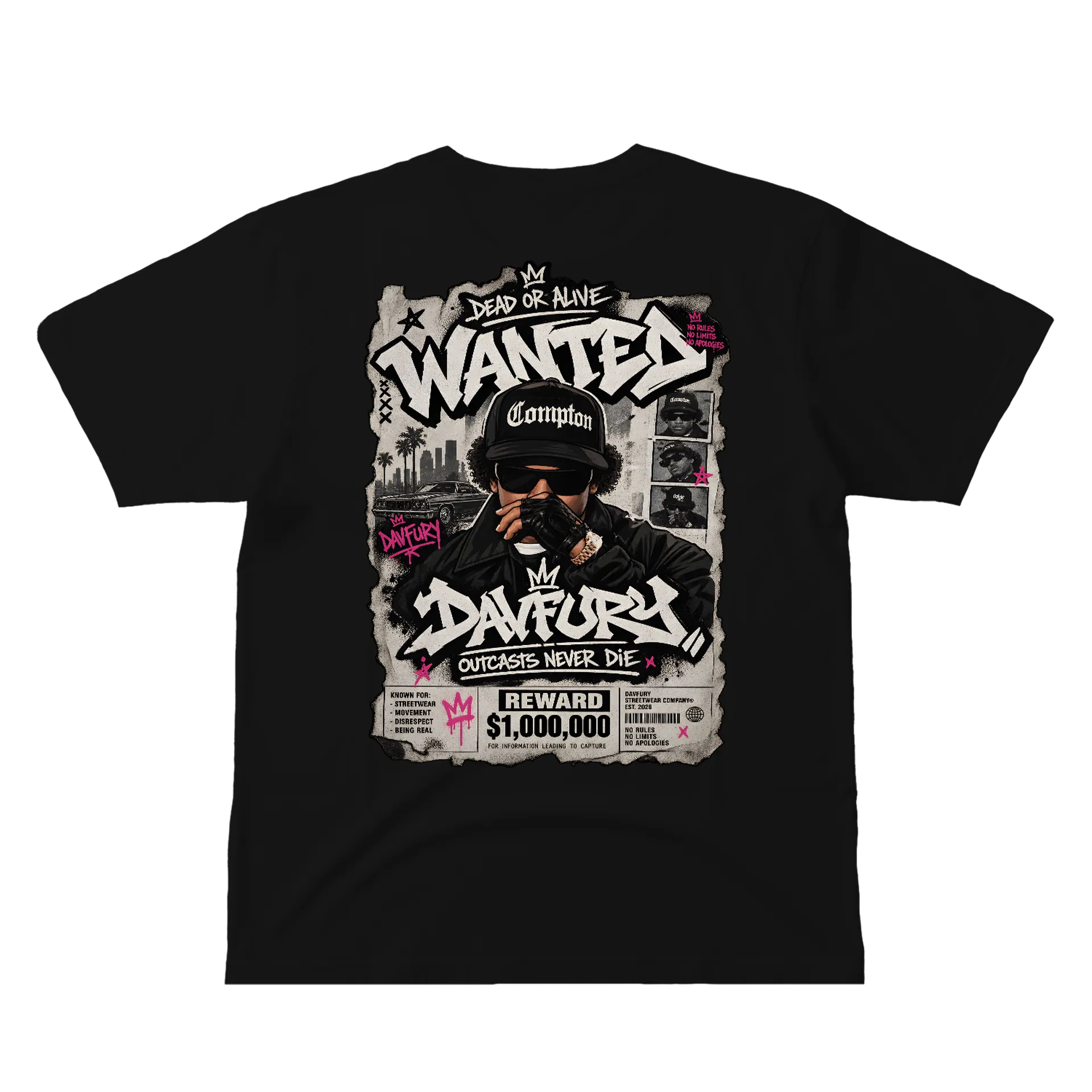 Camiseta "Outcasts Never Die" - Davfury Streetwear Comp. ® de Davfury Streetwear Comp. — imagem 2 de 6