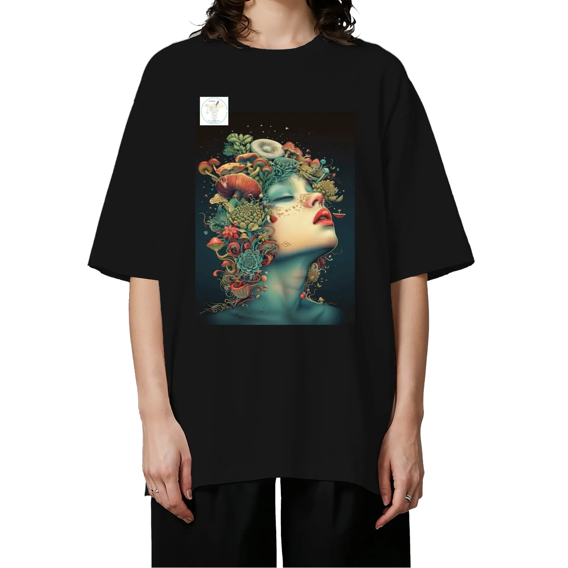 Camiseta Oversized Arte Floral Colorida 100% Algodão - Imagem 3