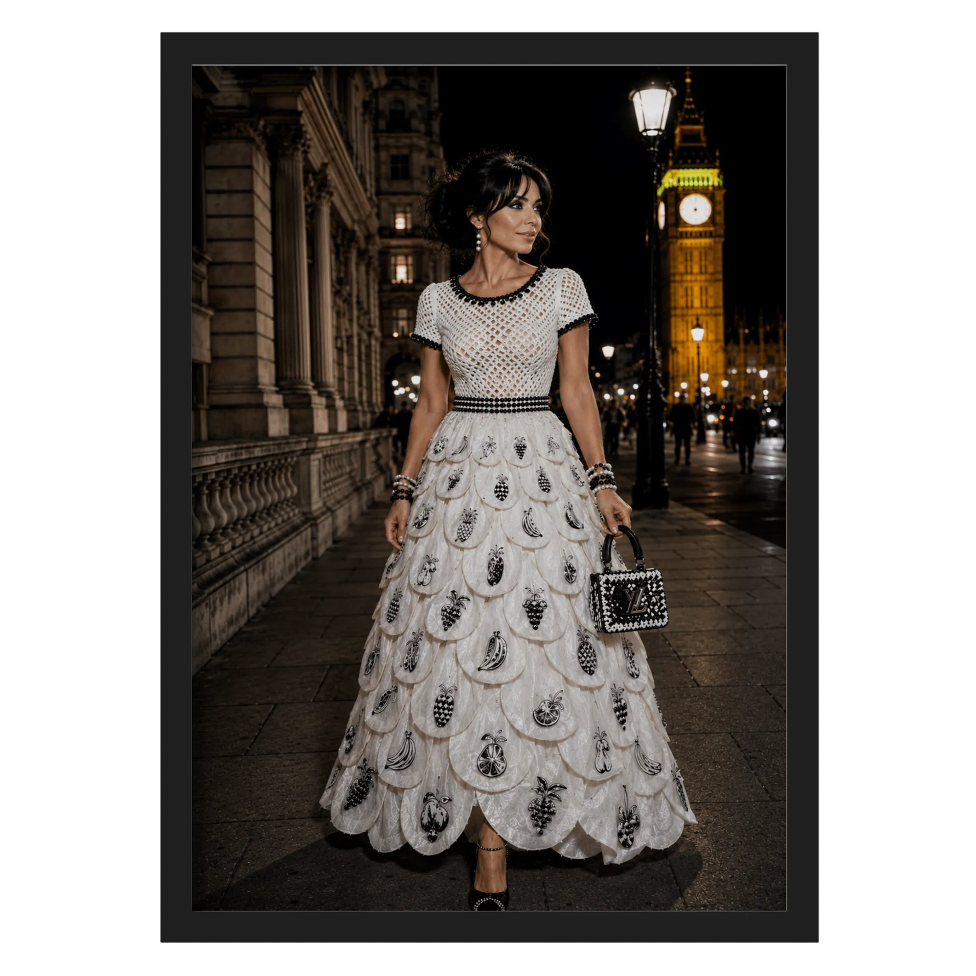 Quadro Vestido Branco Estilo Gala A3 MDF e Vidro - Imagem 1