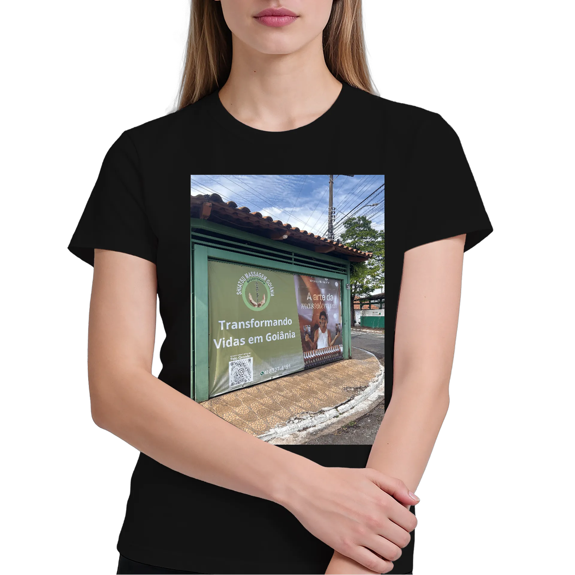 Camiseta Gato Astronauta Preto 100% Algodão de massagemgoianiashiatsu — imagem 3 de 6