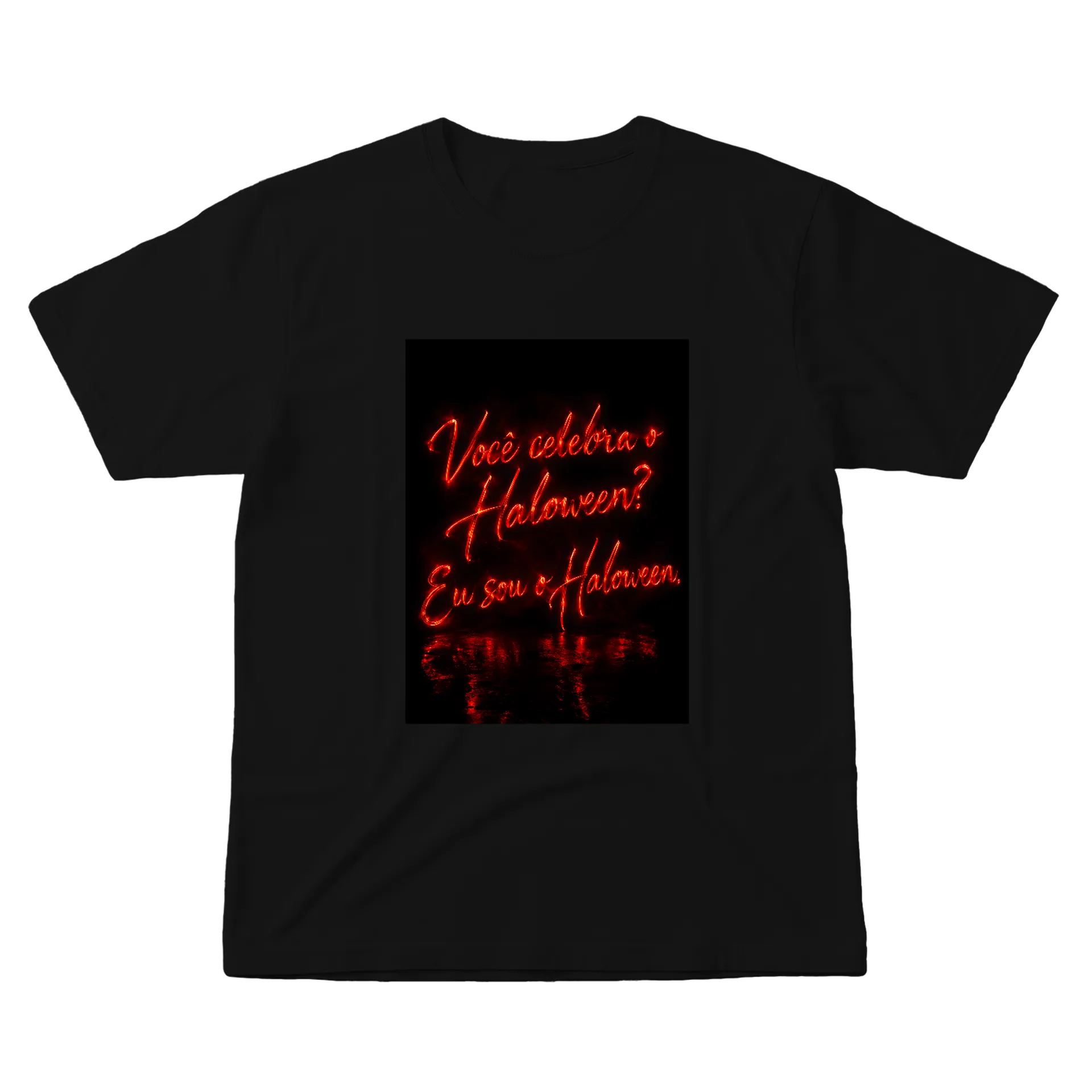 Camiseta Halloween Neon Vermelho 100% Algodão - Imagem 1