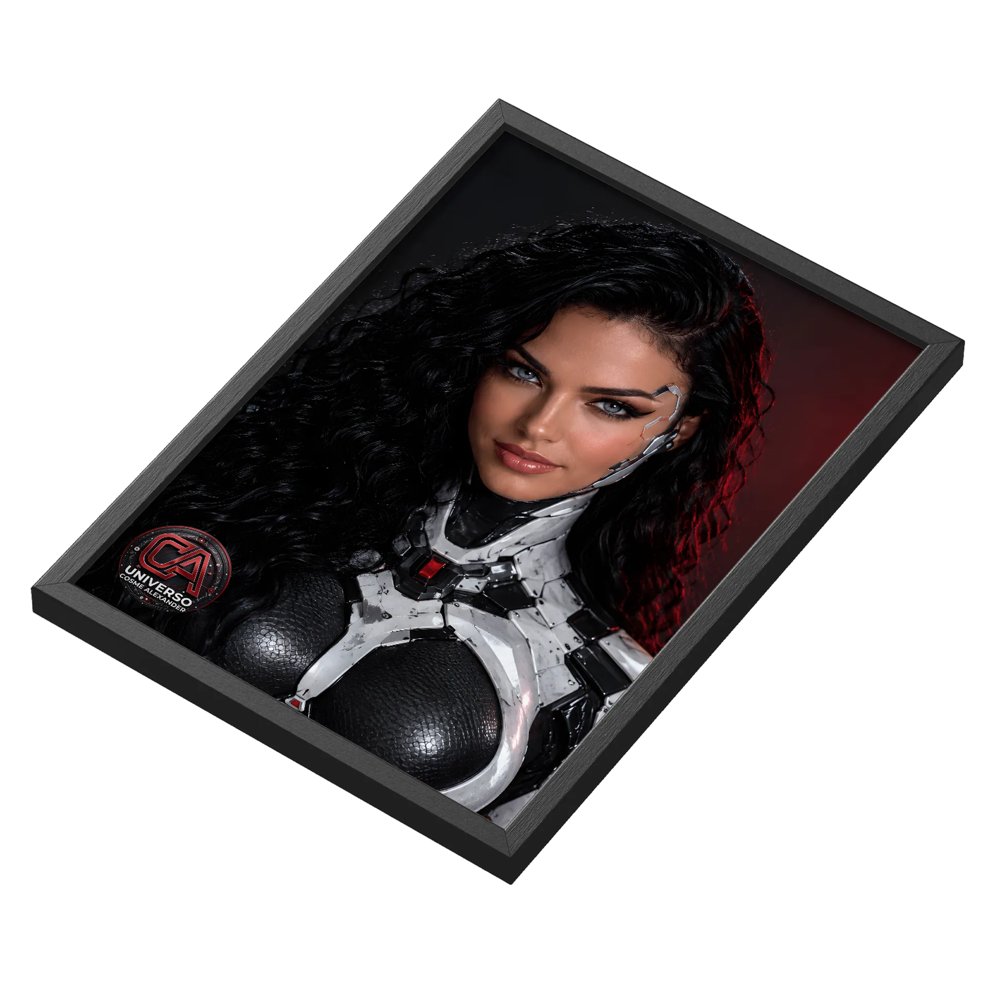 Quadro Gato Astronauta Neon A3 com Vidro MDF e Vidro - Imagem 3
