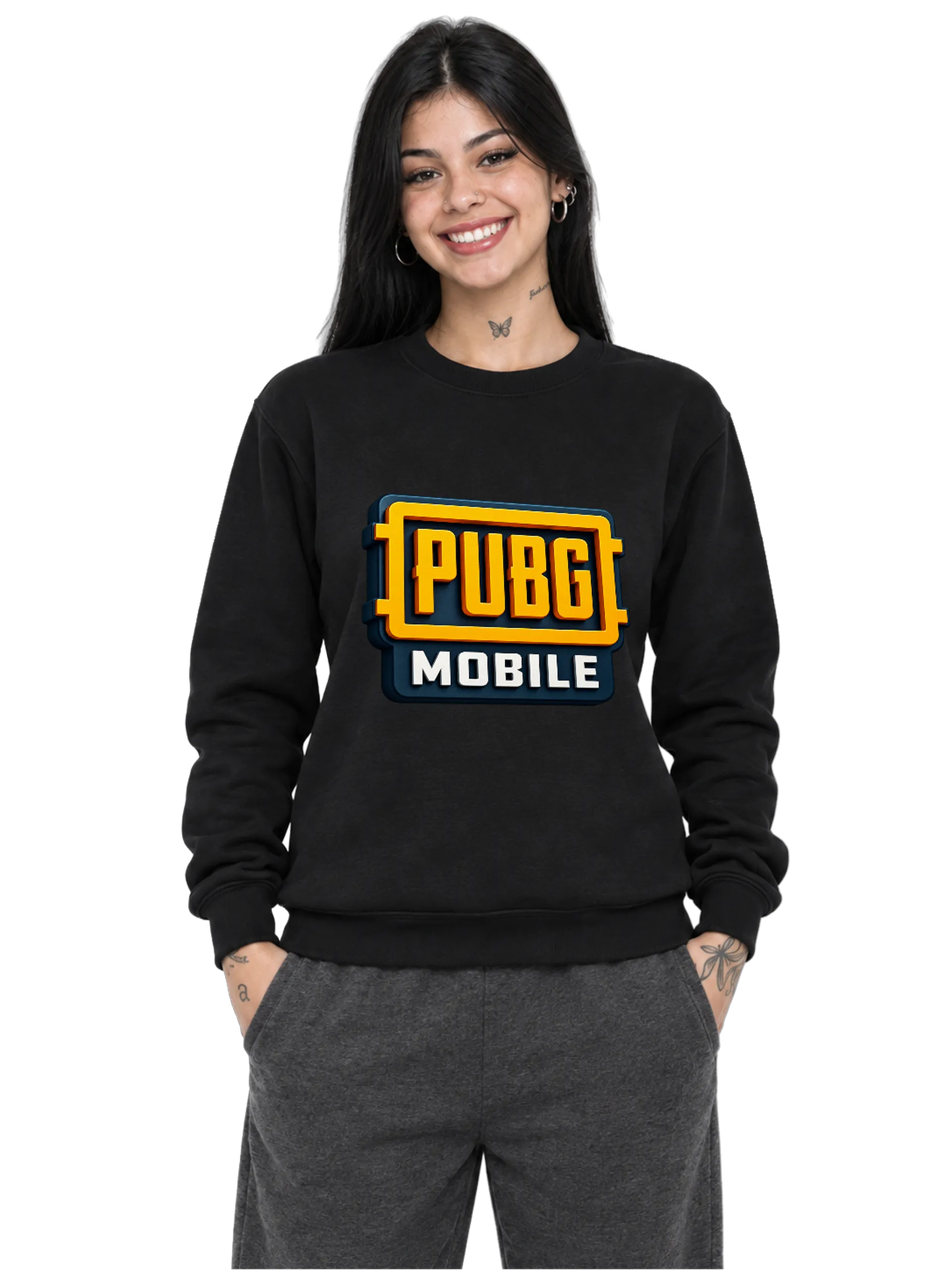 Suéter Moletom PUBG Mobile Logo Tipográfico Preto - Imagem 1