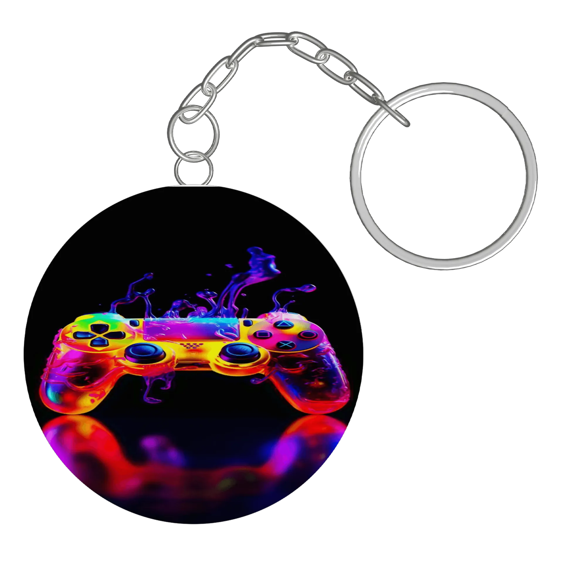 Chaveiro MDF Estampa Controle Neon Laranja Amarelo Azul de WillianBruchksGamer  — imagem 2 de 3