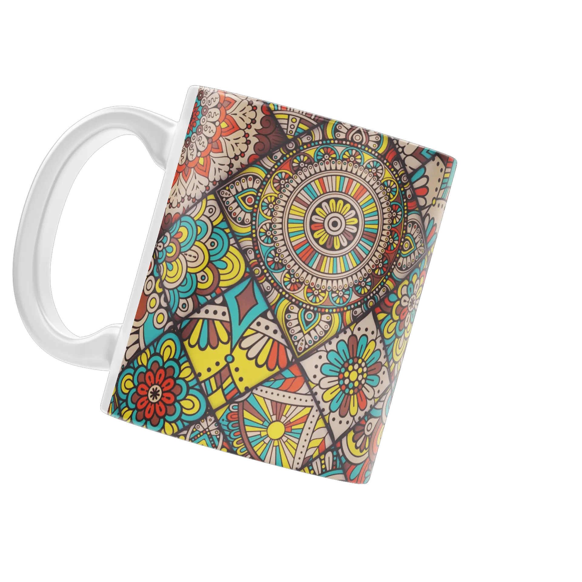 Caneca Porcelana Estampa Mandala Colorida 325ml - Imagem 3