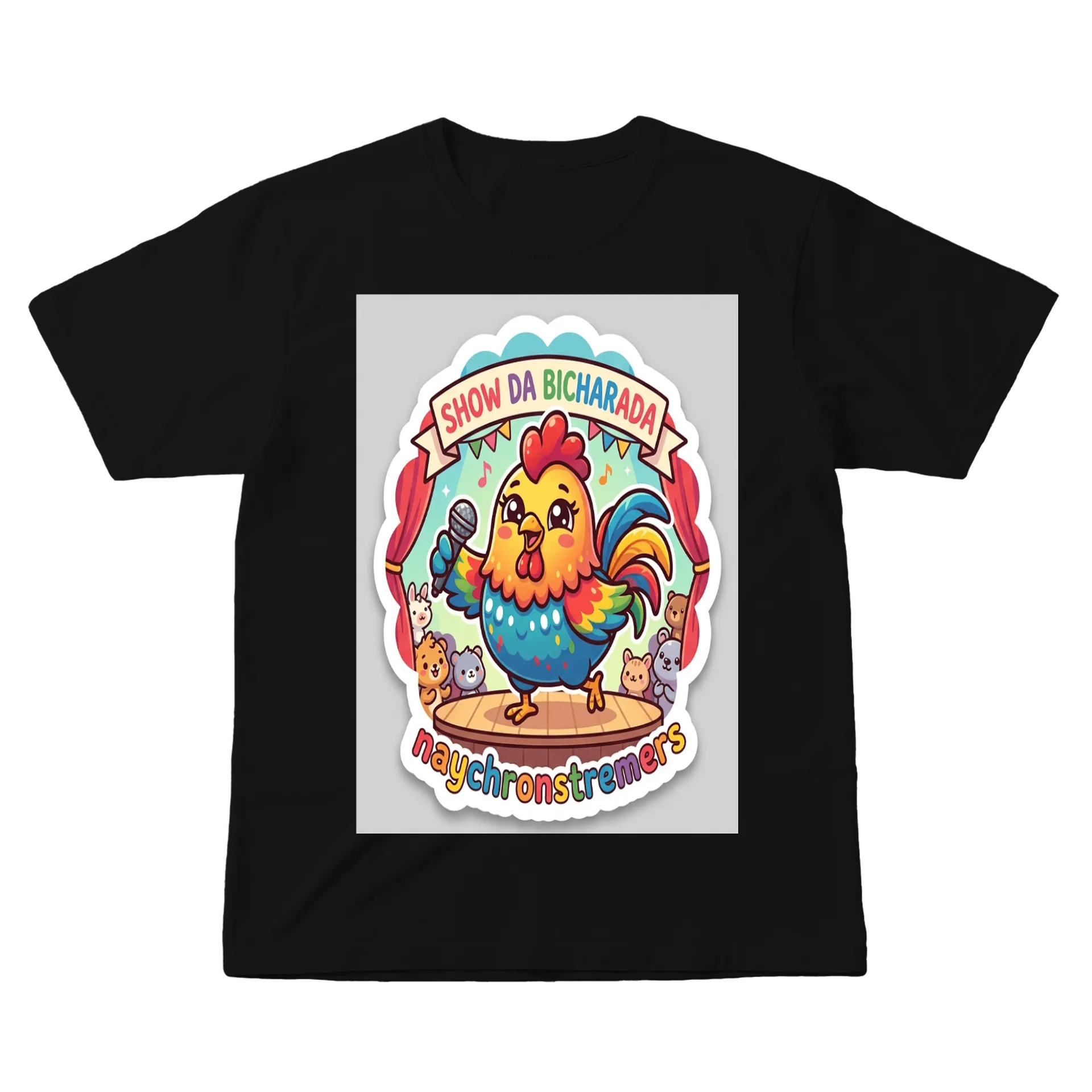 Camiseta Galo Cantor em Estilo Cartoon 100% Algodão - Imagem 1