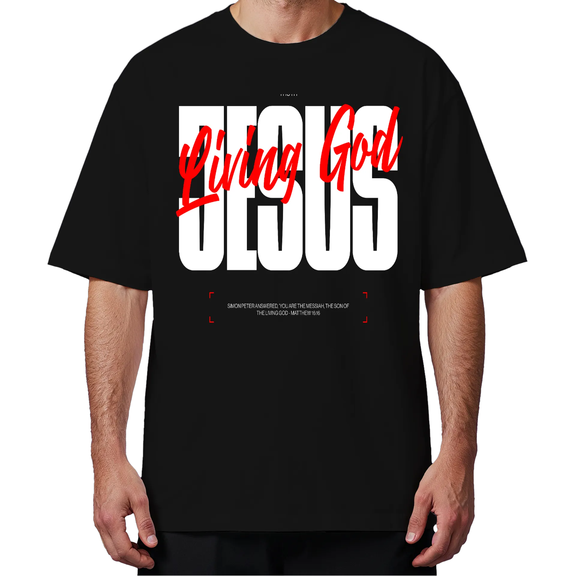 Camiseta Oversized Estampa Jesus Living God Preto - Imagem 4