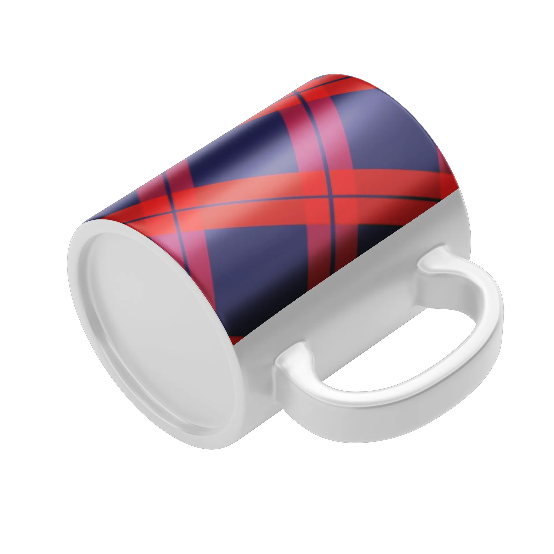 Caneca Estampa Plaid Azul Vermelho 325ml - Imagem 4