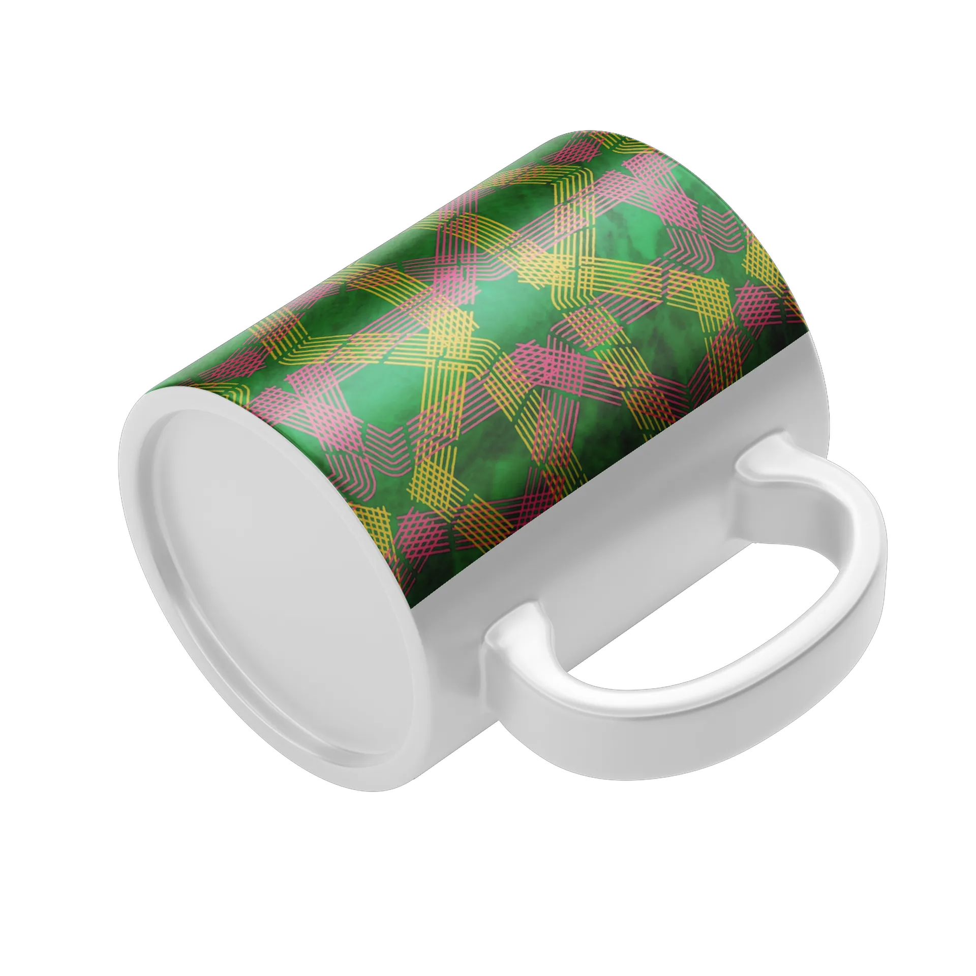 Caneca Porcelana Estampa Geométrica Verde Rosa 325ml - Imagem 4