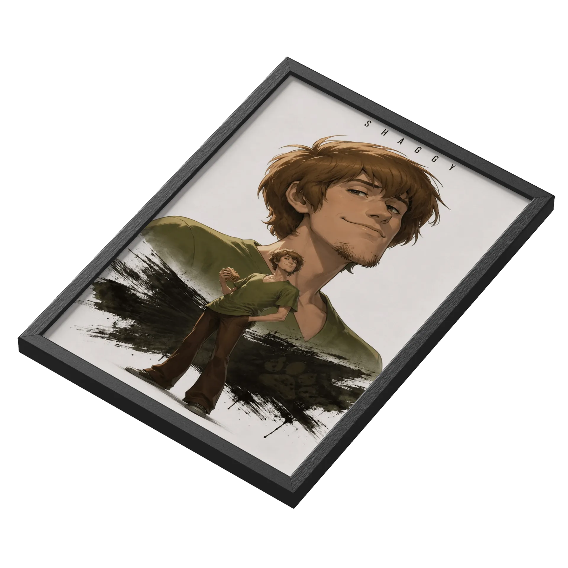 Quadro Shaggy Ilustração Cartoon Marrom A3 com Vidro - Imagem 3
