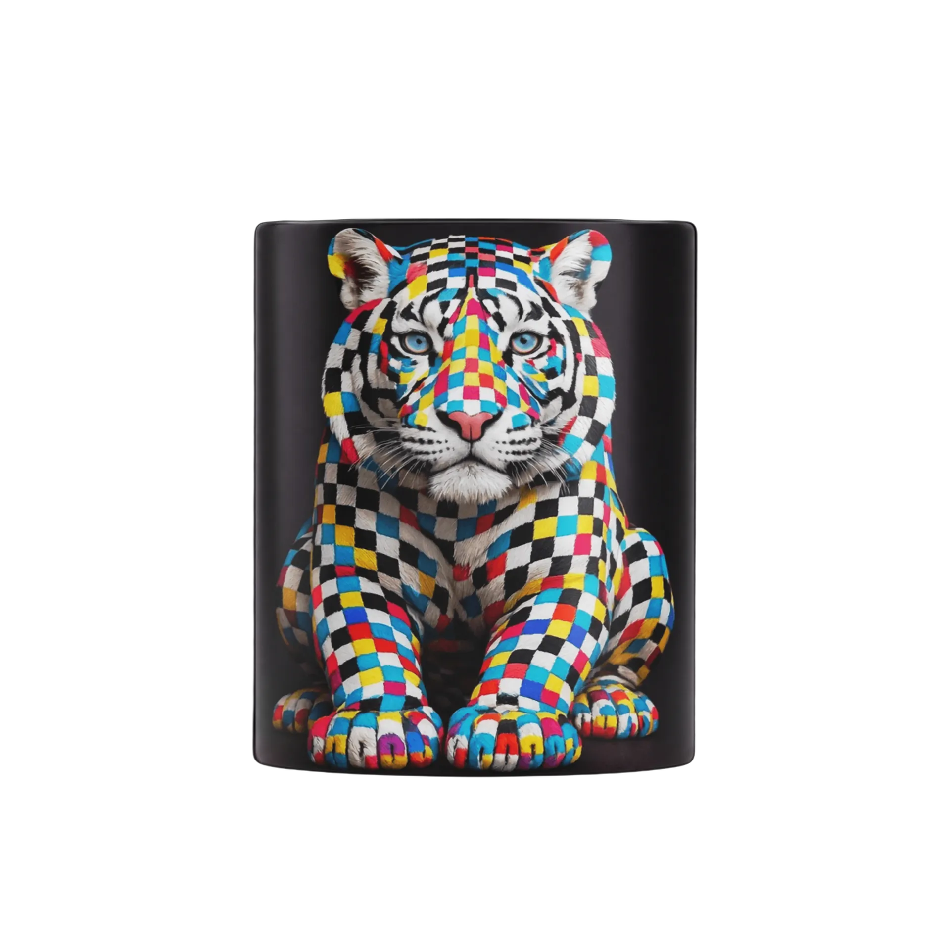 Caneca Tigre Quadriculado Colorido Porcelana 325ml - Imagem 2